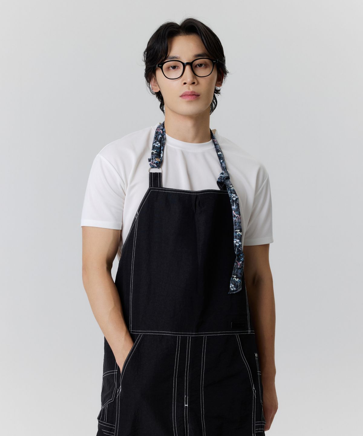 수달컴퍼니(SOODALCOMPAMY) 홀터 체인지넥 송학도 블루 앞치마