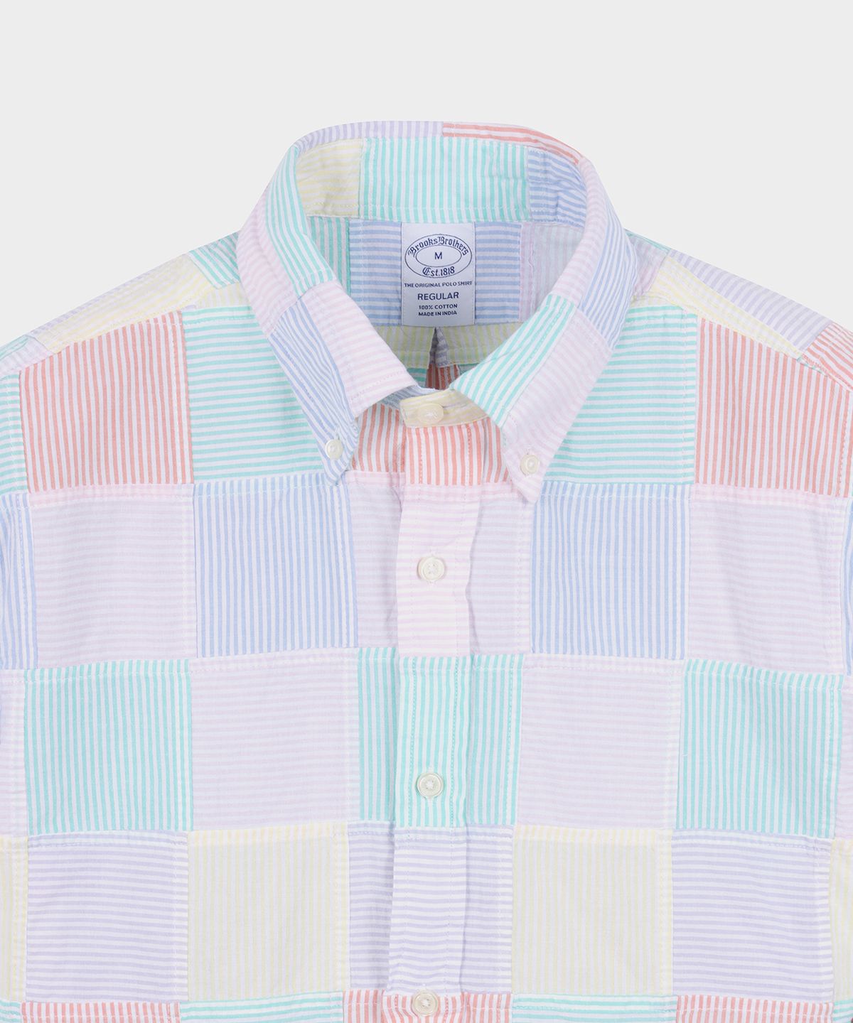브룩스 브라더스(BROOKS BROTHERS) 마드라스 캔디 스트라이프 반팔 셔츠 (멀티) (BBTPMM79007FM)