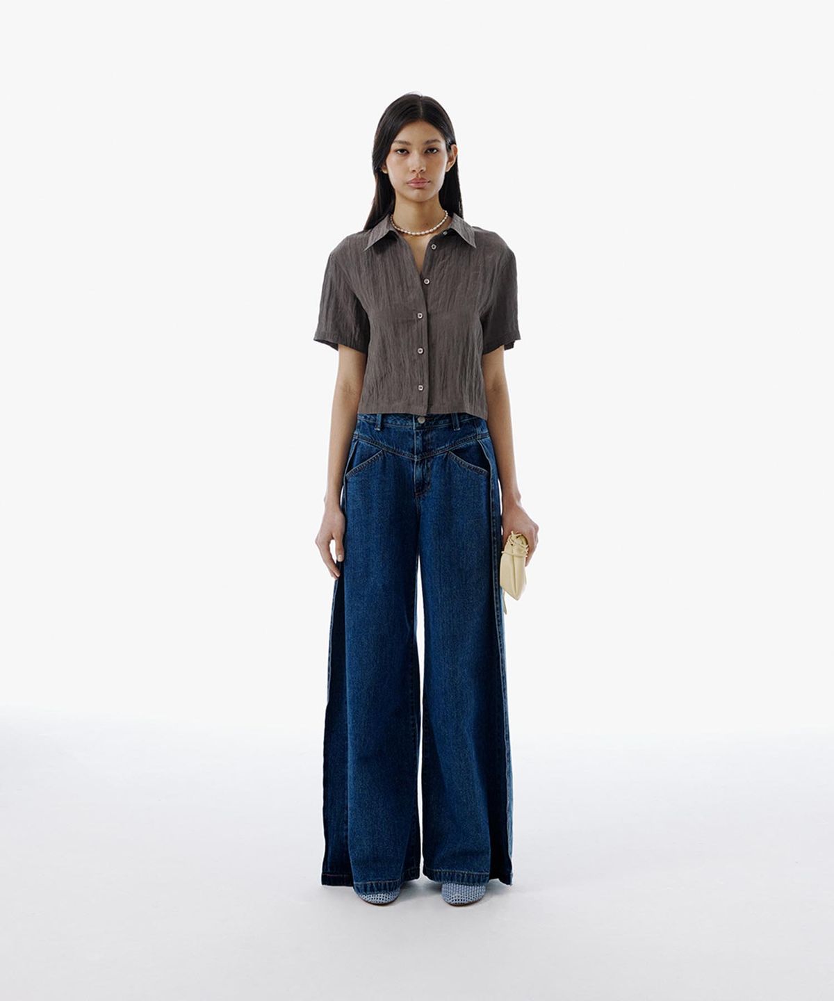 커렌트(CURRENT) PLEATED WIDE DENIM PANTS [BLUE]