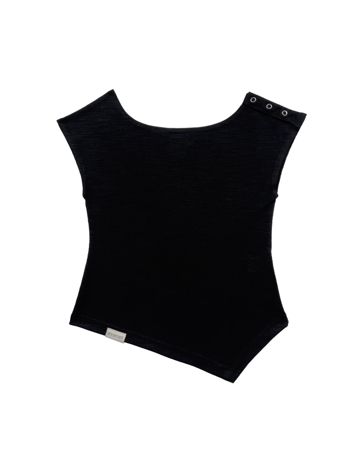 쎄쎄쎄(SETSETSET) UNBALANCE SNAP T-SHIRT BLACK