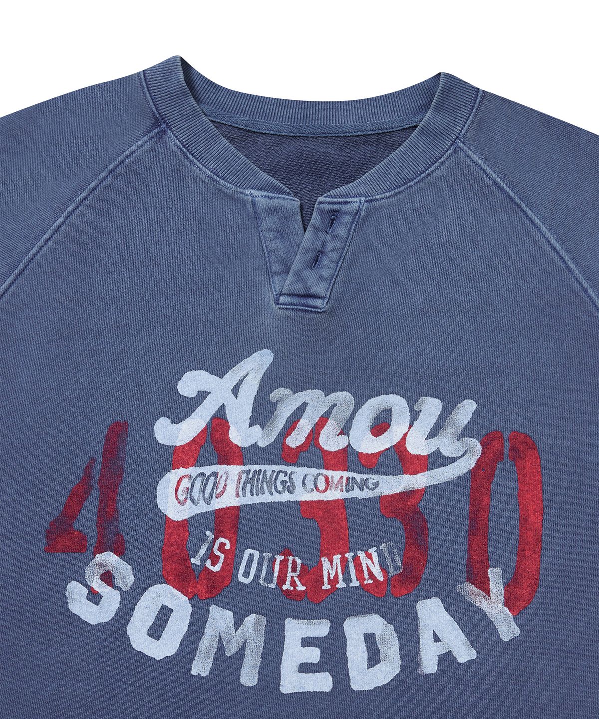 아모우(AMOU) Amou someday Henley neck blue