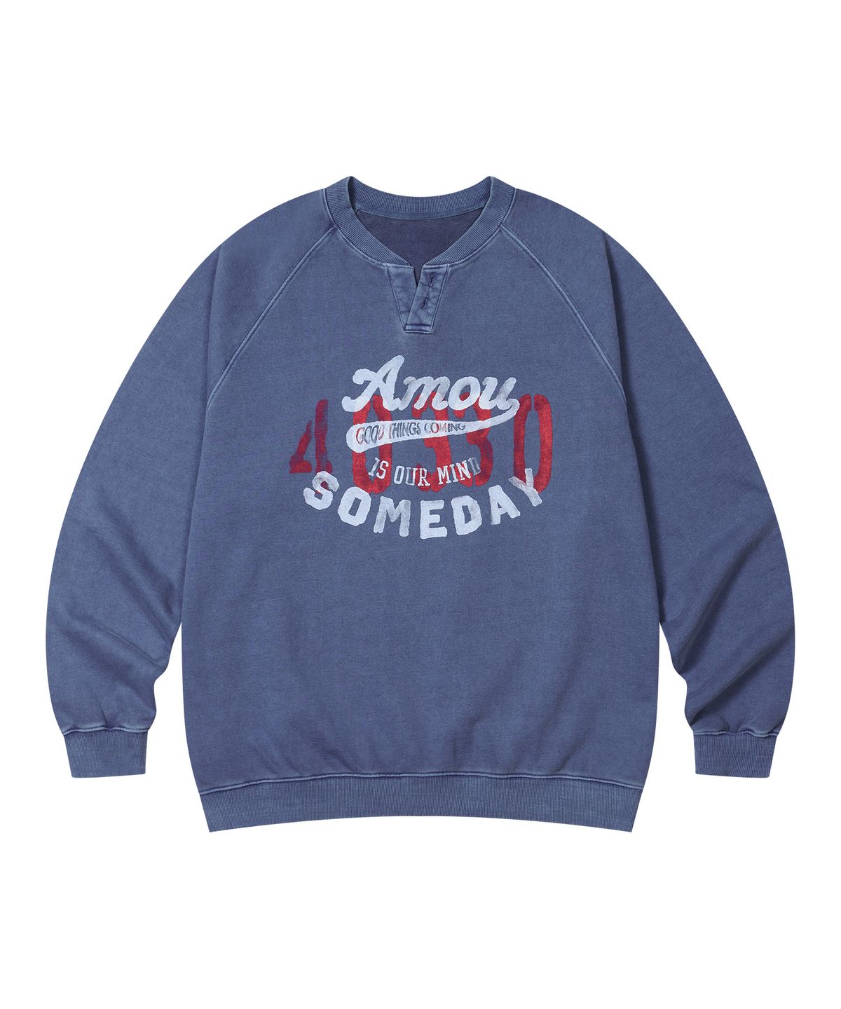 아모우(AMOU) Amou someday Henley neck blue