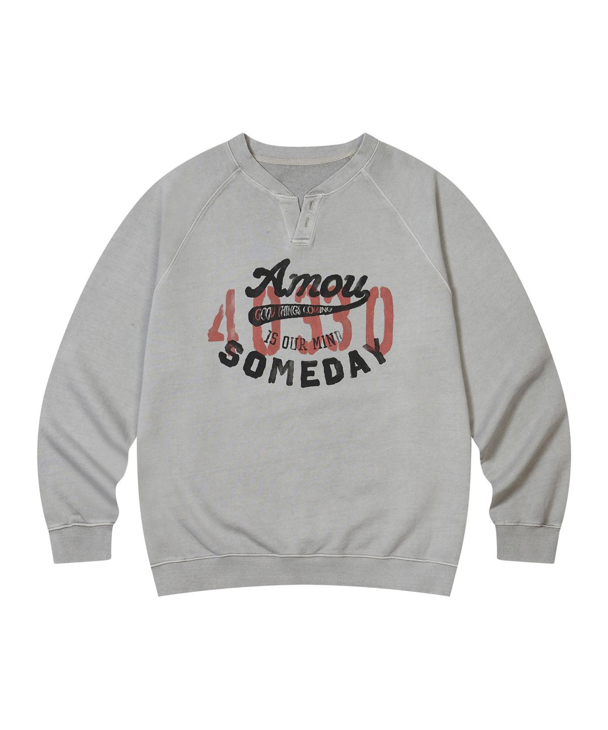 아모우(AMOU) Amou someday Henley neck gray
