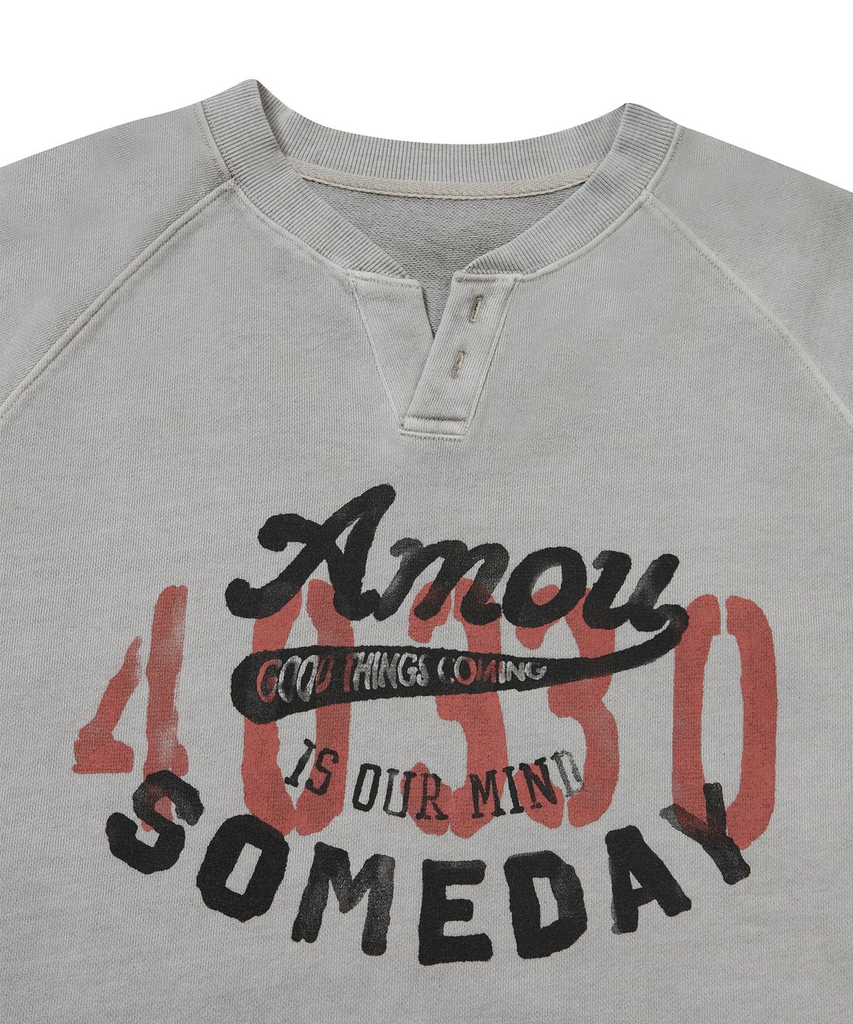 아모우(AMOU) Amou someday Henley neck gray