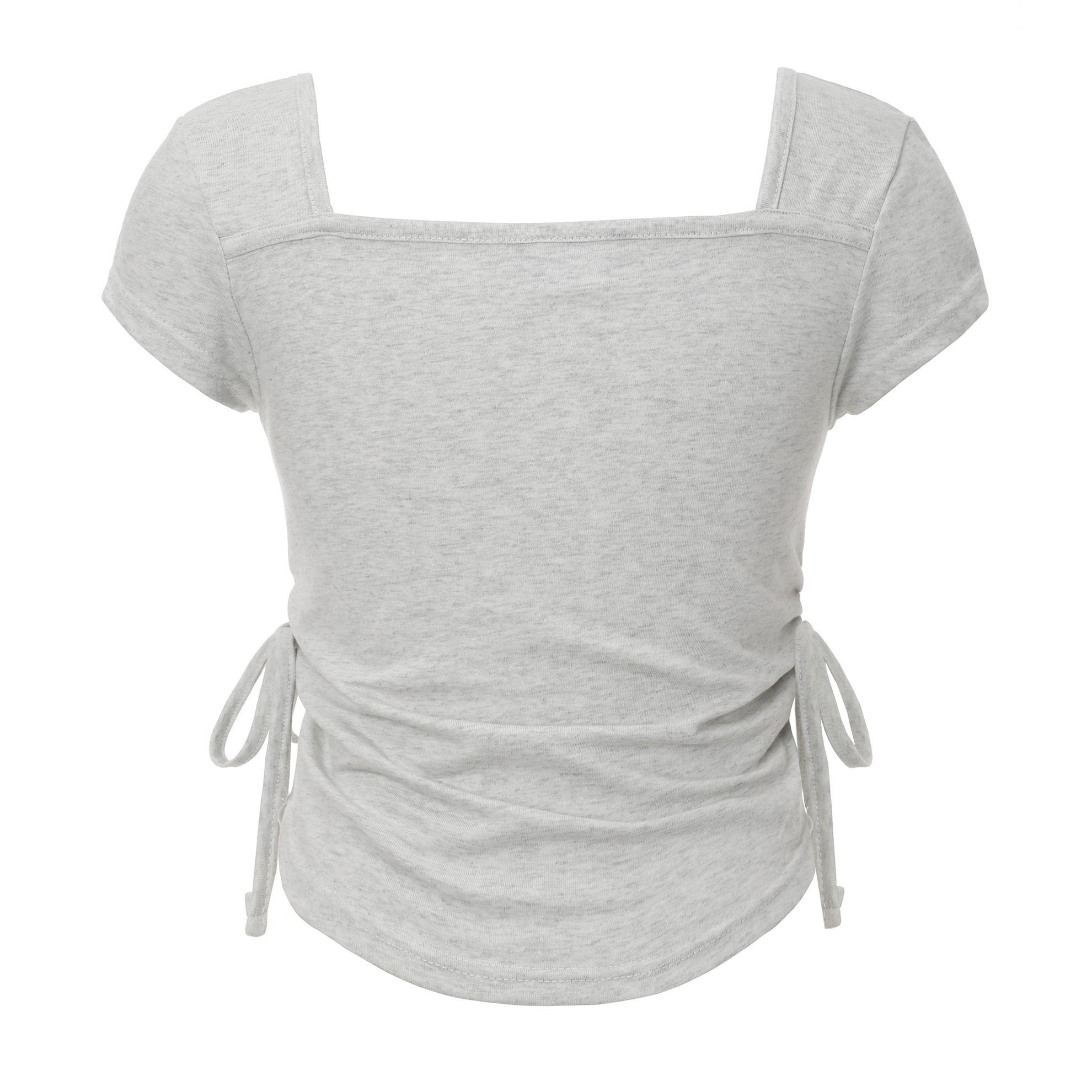 MUSINSA | KHAKIPOINT Ribbon Shirring T-shirt (melange)