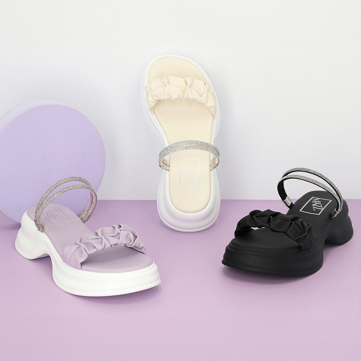 엘칸토(ELCANTO) 마쯔 여성 소프트 링클 몰드 샌들 5.5cm LCWW09M526