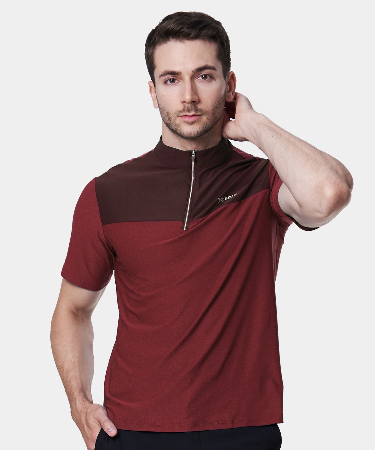 엑스트라스포티(EXTRASPORTY) 여름타파 남성 상하배색 반팔 집업 티셔츠 6 Colors
