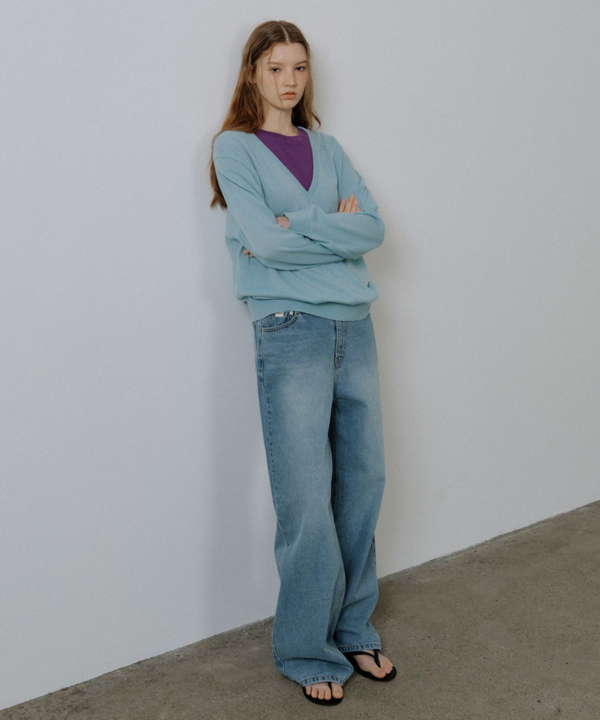 프리버07(FRIVER07) Loose fit denim pants FRSP02DP06_Blue