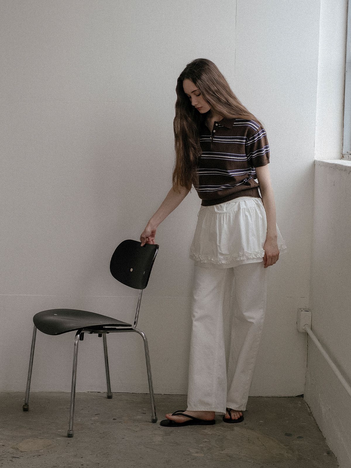프리버07(FRIVER07) Multi stripe collar knit [FRSP02TN02]_Brown