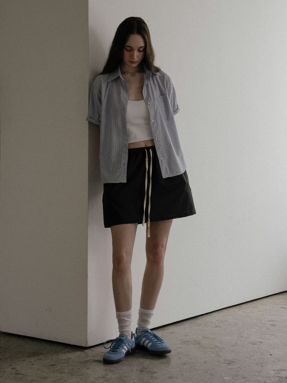 프리버07(FRIVER07) Stripe roll up shirt [FRSP02SH09]_Sky blue