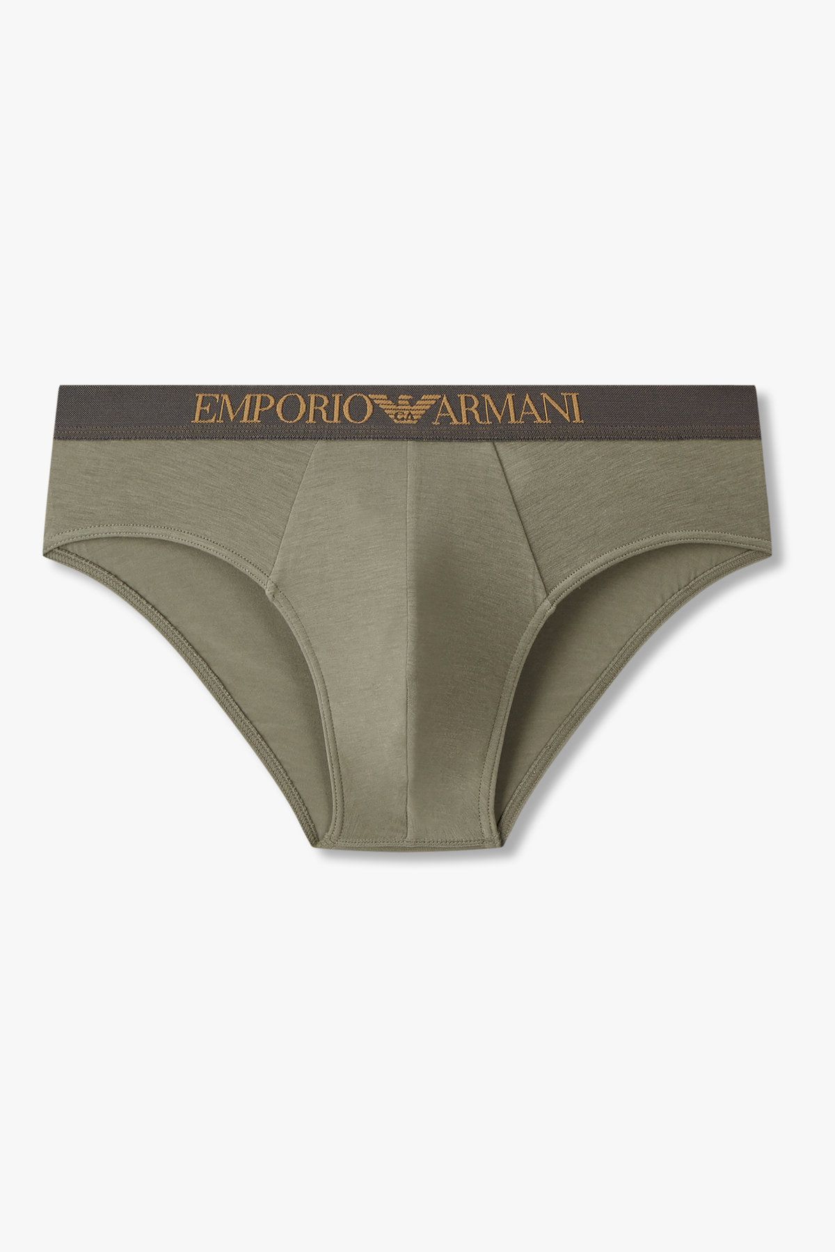 엠포리오 아르마니 언더웨어(EMPORIO ARMANI UNDERWEAR) 남성 로고 자수 밴딩 레이온 브리프_그린 0815111019