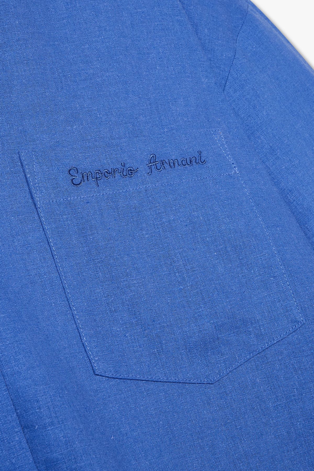 엠포리오 아르마니 언더웨어(EMPORIO ARMANI UNDERWEAR) 여성 린넨 블렌드 포켓 비치 셔츠_로얄 블루 0825136504