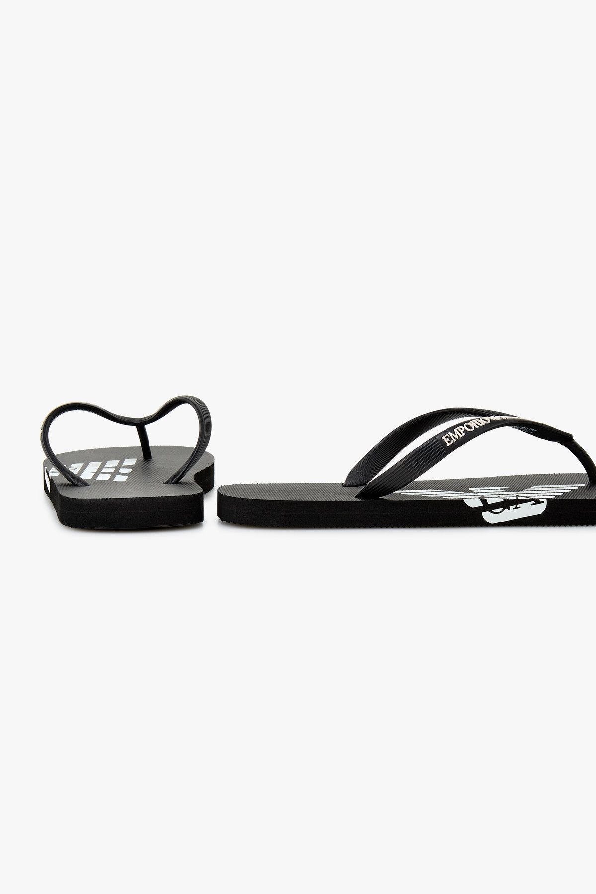 엠포리오 아르마니 언더웨어(EMPORIO ARMANI UNDERWEAR) 남성 로고 프린트 비치 플립플랍_블랙 0815123001