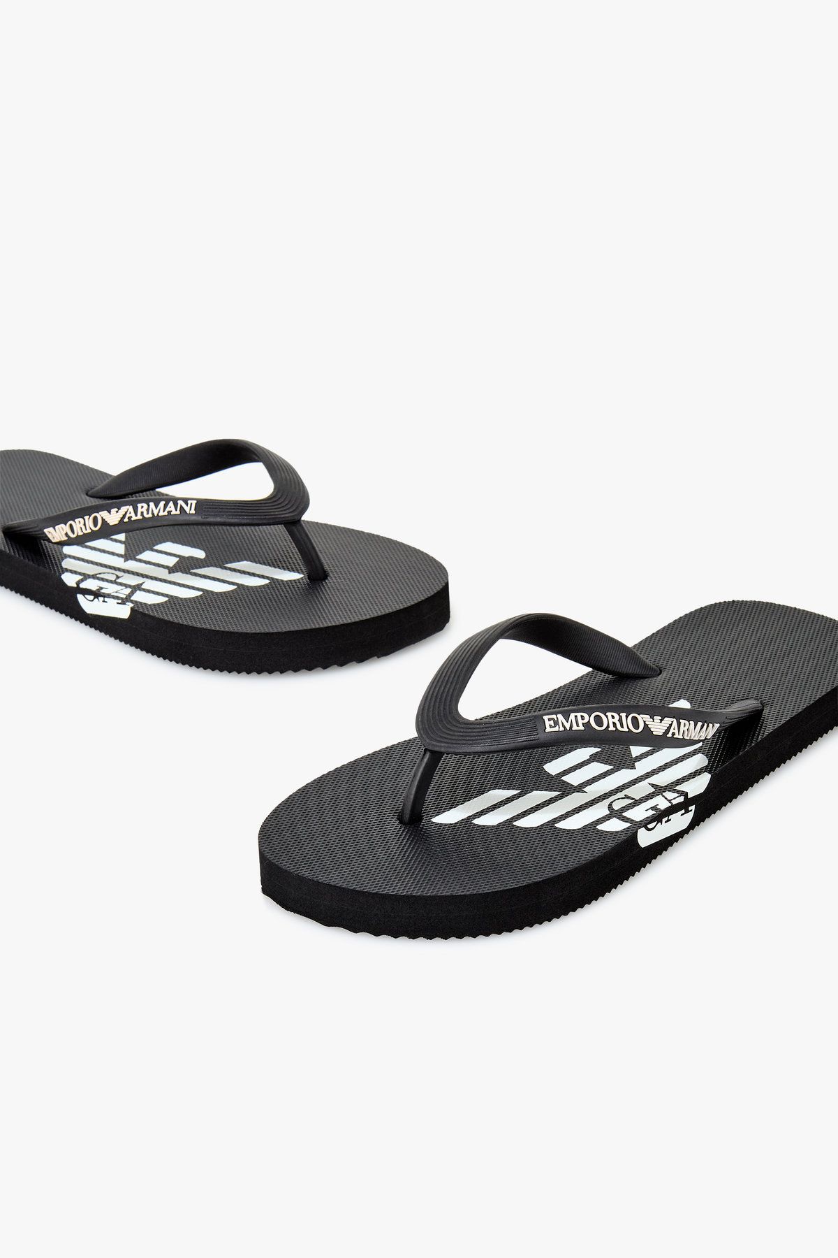 엠포리오 아르마니 언더웨어(EMPORIO ARMANI UNDERWEAR) 여성 로고 프린트 비치 플립플랍_블랙 0825123502