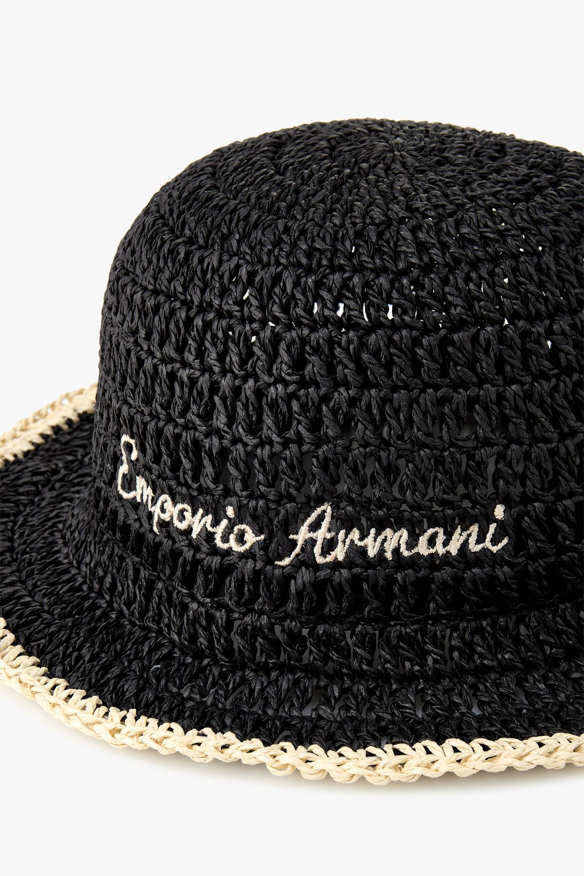엠포리오 아르마니 언더웨어(EMPORIO ARMANI UNDERWEAR) 여성 브레이드 페이퍼 클로슈 햇_블랙 0825124505