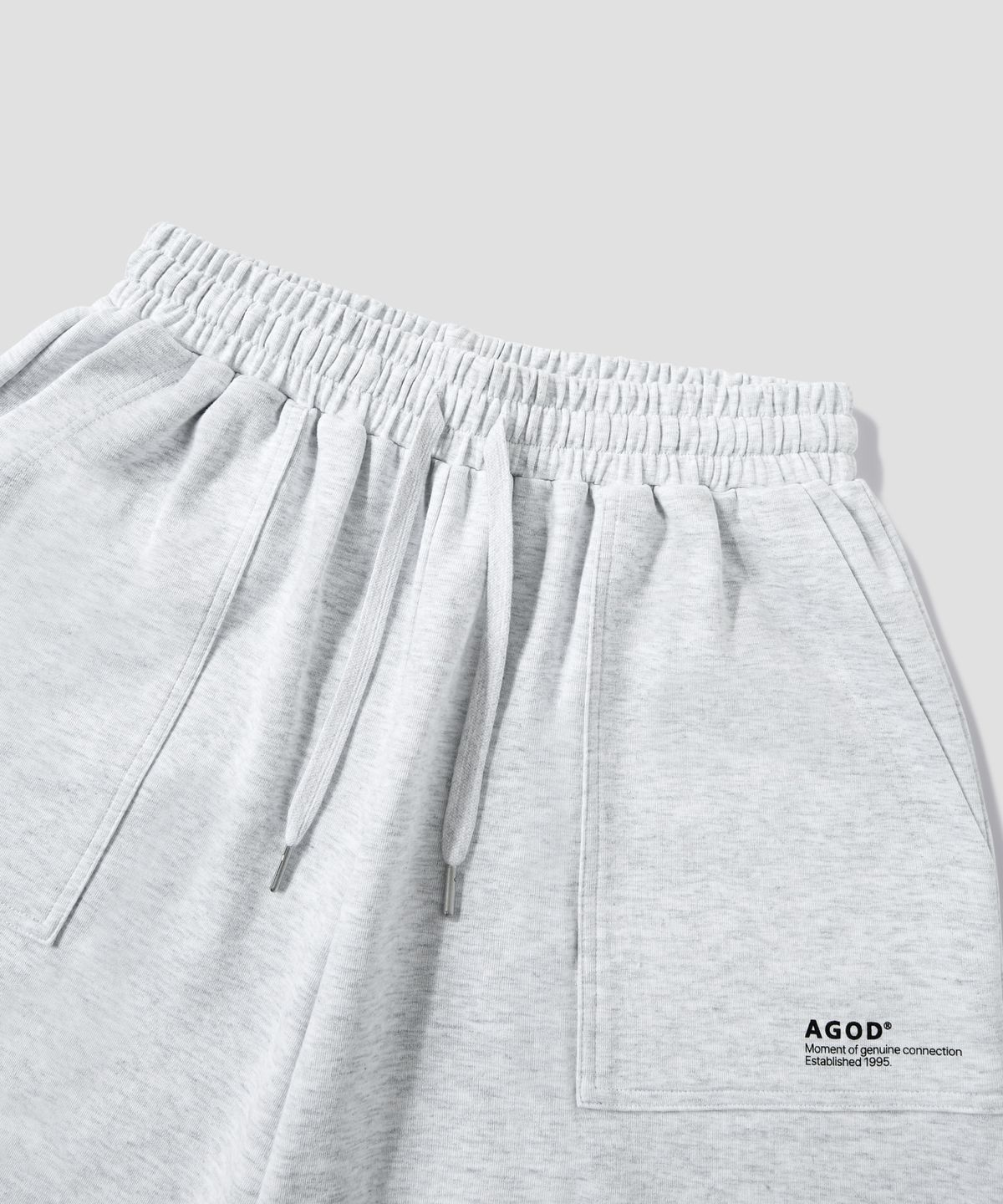 에이지오디(AGOD) 카펜터 아웃 포켓 와이드 스웨트 쇼츠 [화이트 멜란지]