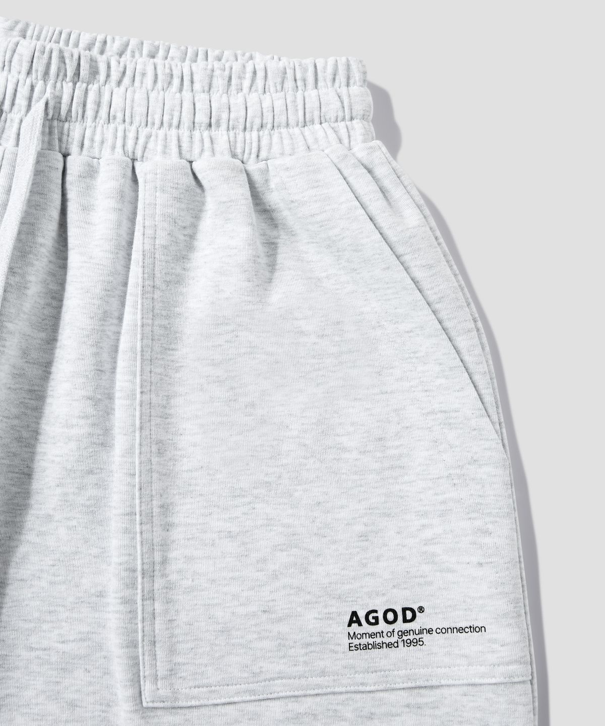 에이지오디(AGOD) 카펜터 아웃 포켓 와이드 스웨트 쇼츠 [화이트 멜란지]