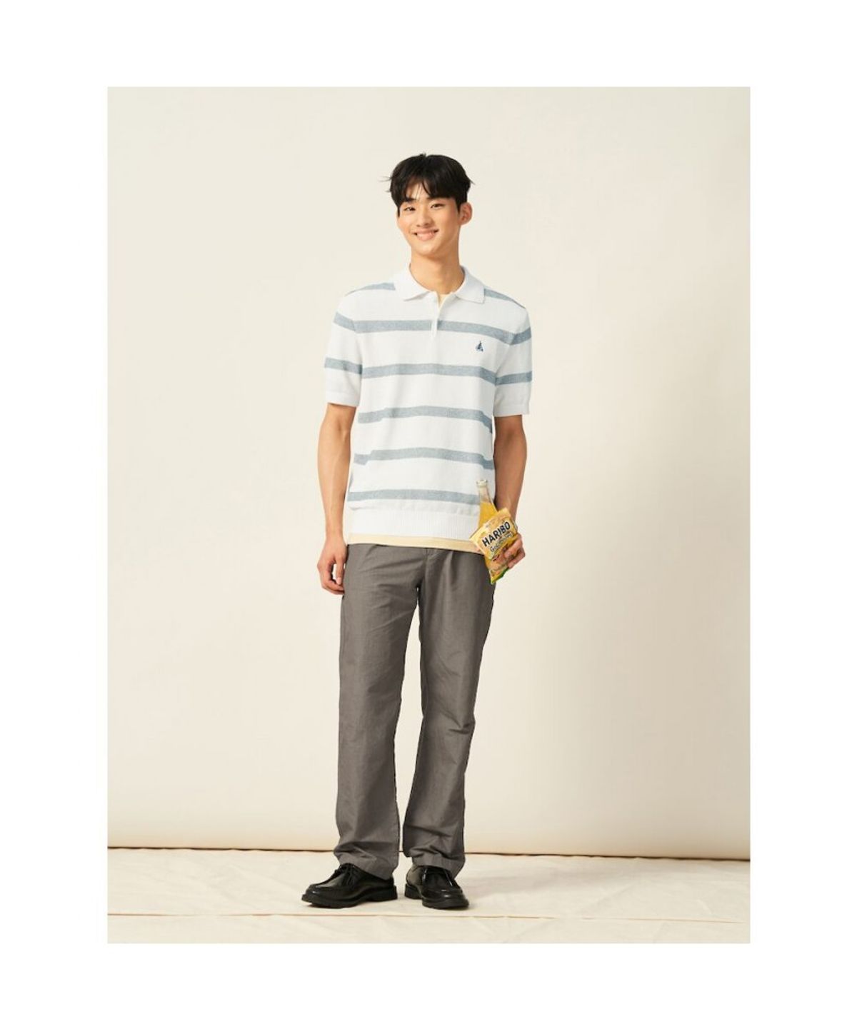 빈폴 멘(BEANPOLE MEN) 볼드 스트라이프 칼라넥 니트  아이보리 (BC5451C420)