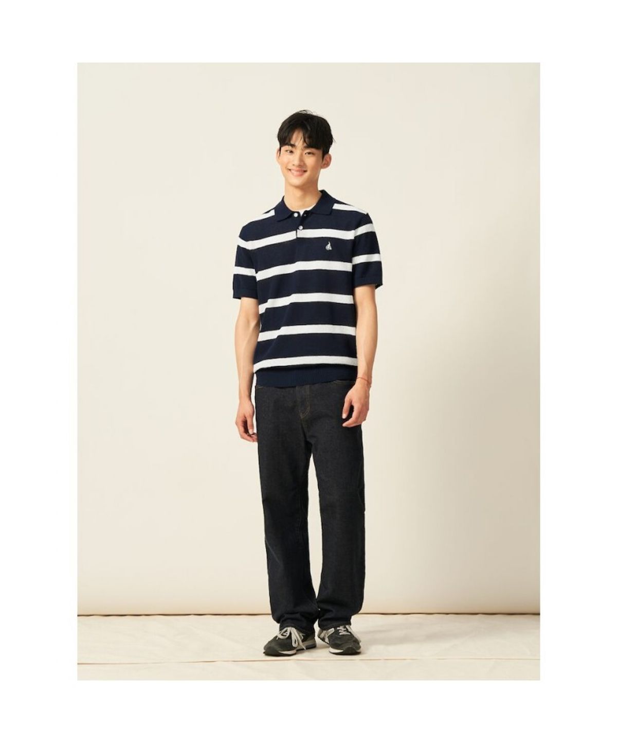 빈폴 멘(BEANPOLE MEN) 볼드 스트라이프 칼라넥 니트  네이비 (BC5451C42R)