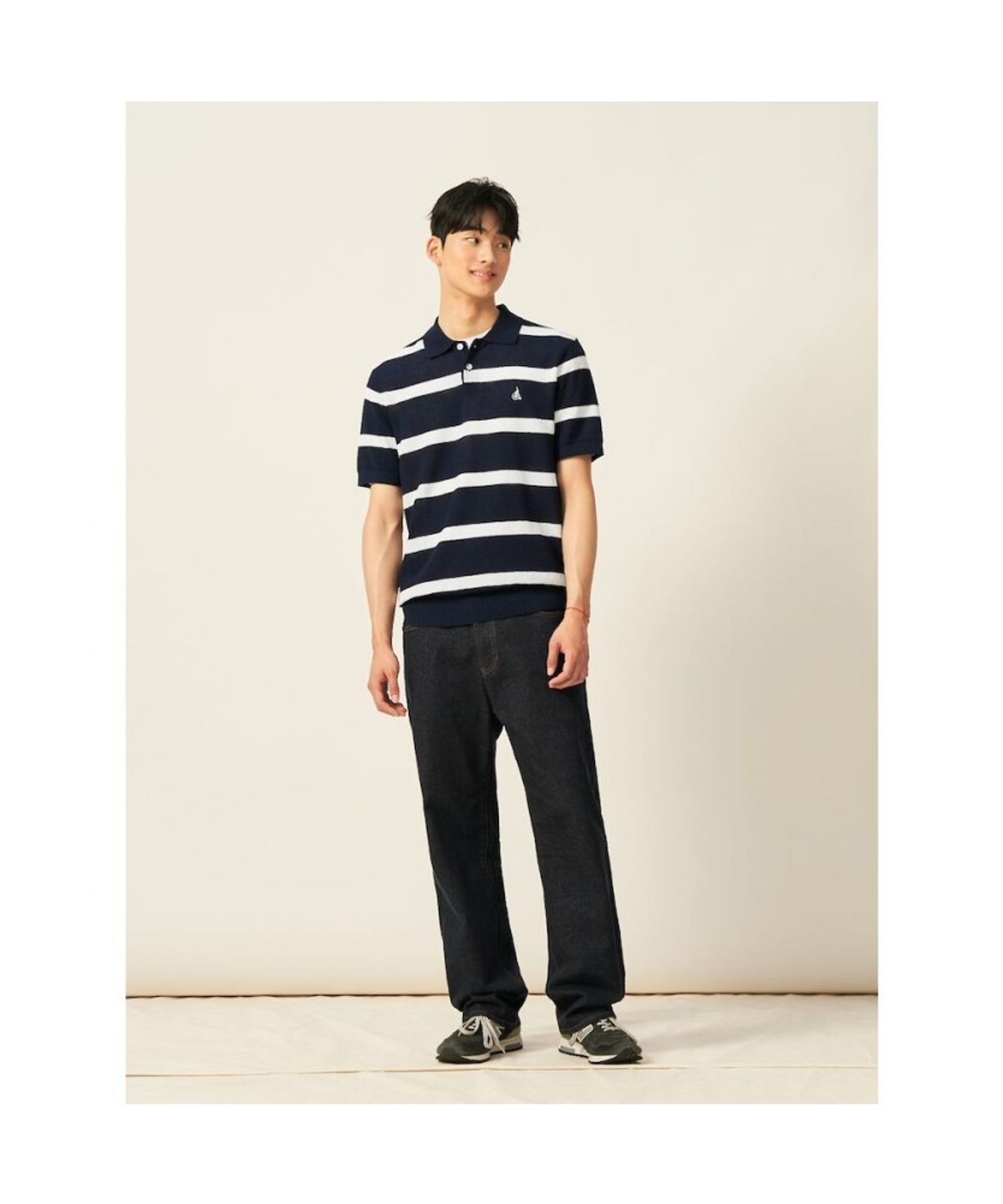 빈폴 멘(BEANPOLE MEN) 볼드 스트라이프 칼라넥 니트  네이비 (BC5451C42R)
