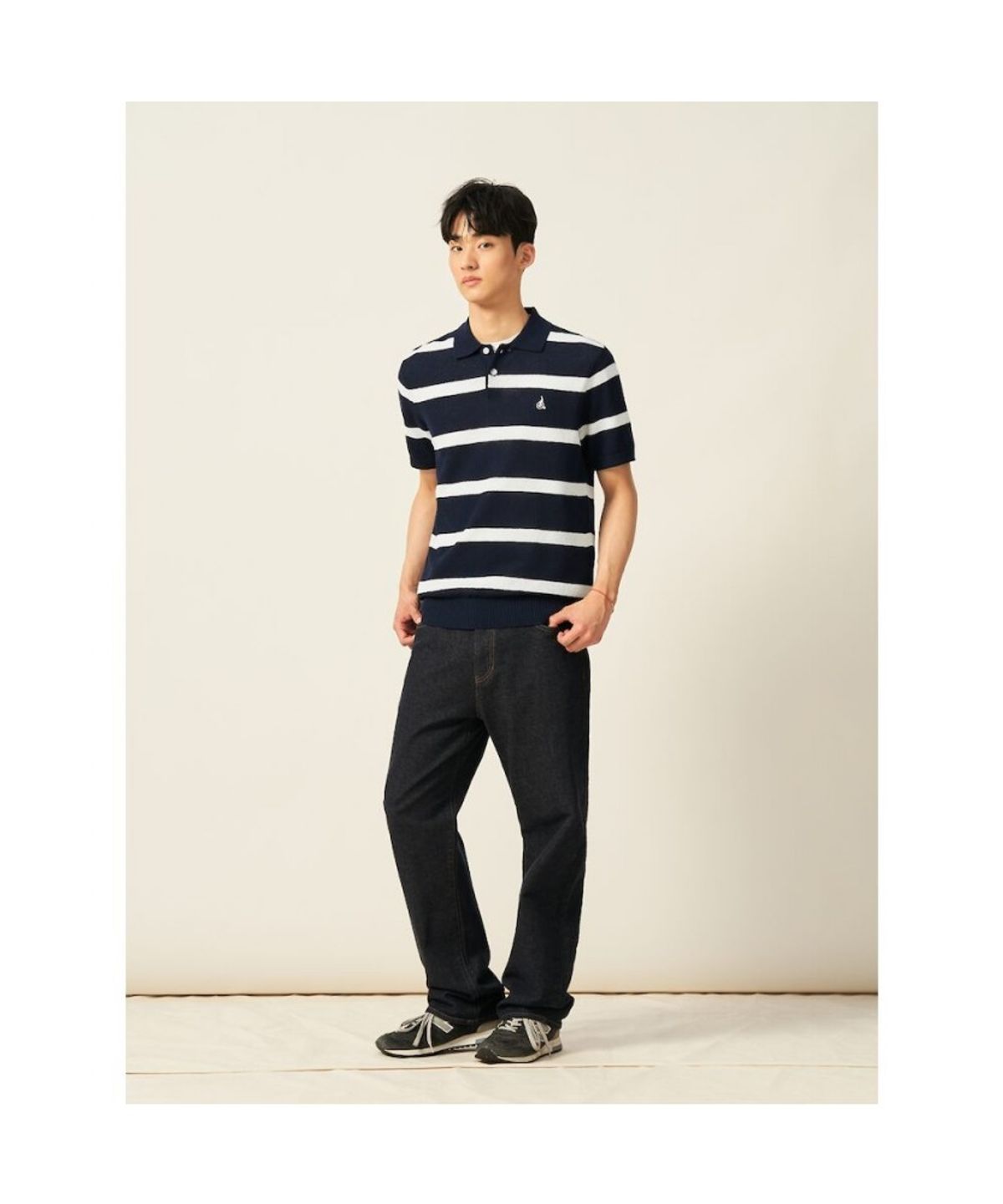 빈폴 멘(BEANPOLE MEN) 볼드 스트라이프 칼라넥 니트  네이비 (BC5451C42R)
