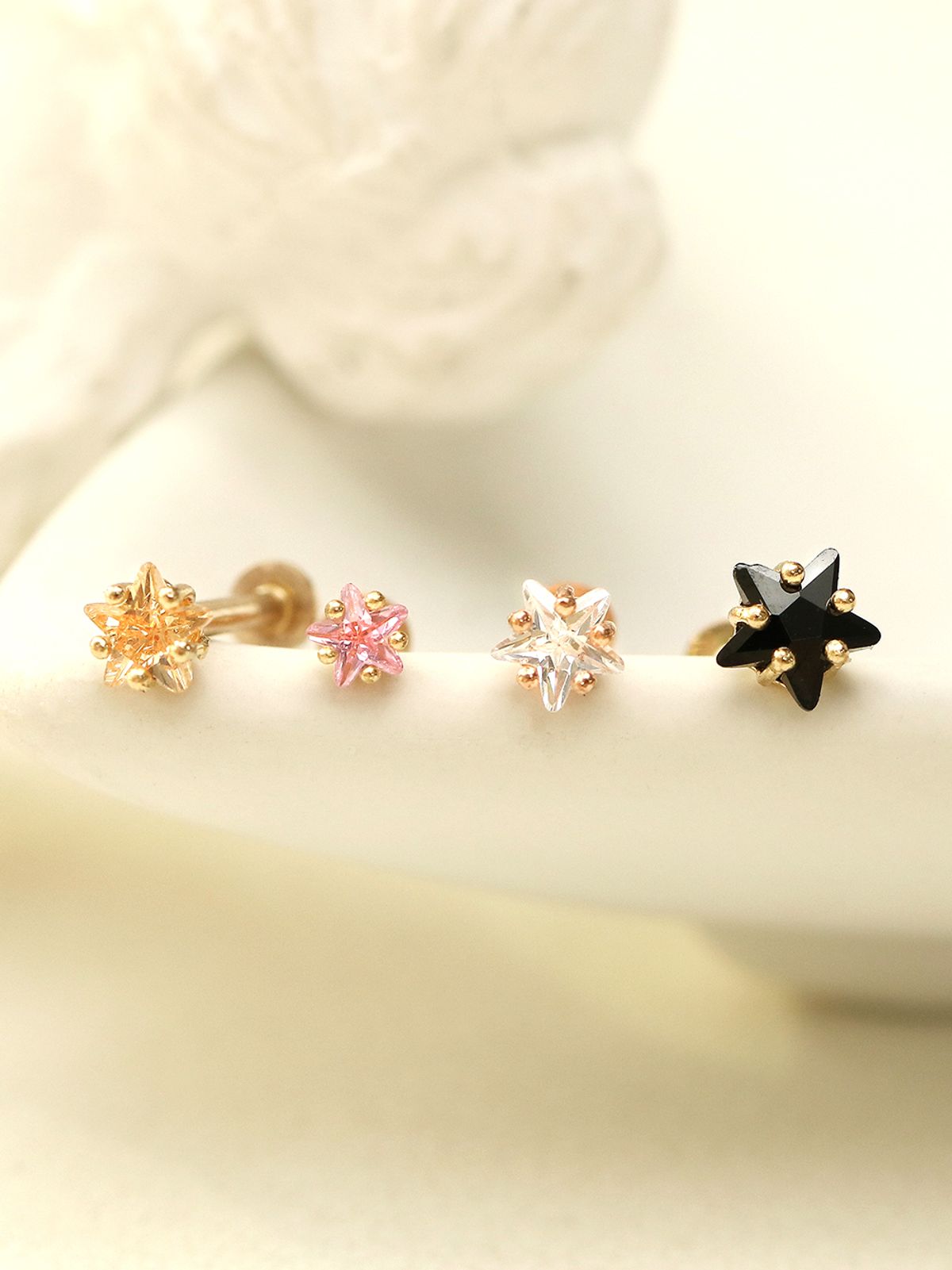 미니멀피어싱(MINIMALPIERCING) 14K 인터널 별 큐빅 라블렛 피어싱