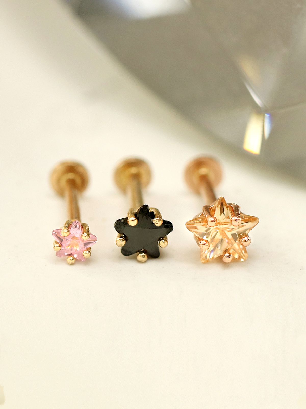 미니멀피어싱(MINIMALPIERCING) 14K 인터널 별 큐빅 라블렛 피어싱