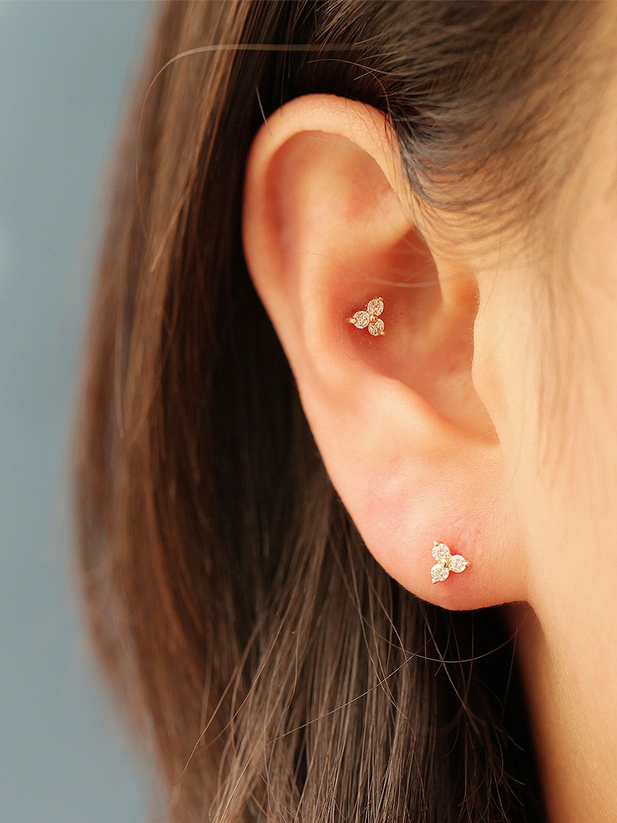 미니멀피어싱(MINIMALPIERCING) 14K 인터널 삼각 큐빅 라블렛 피어싱