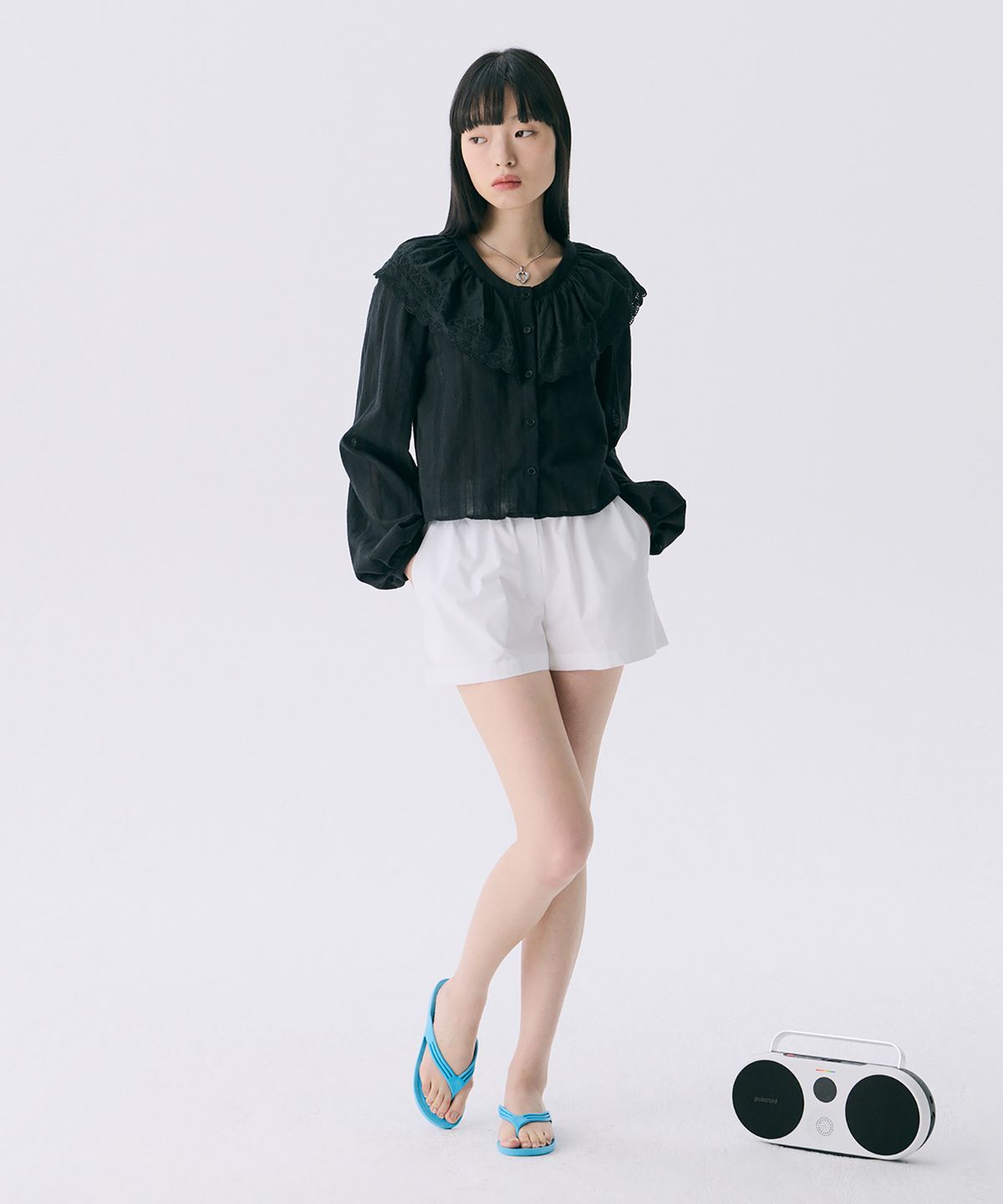 준준스페이스(JUNEJUNE SPACE) VOL12. Ruffle Blouse_Black(VOL12. 러플블라우스_블랙)