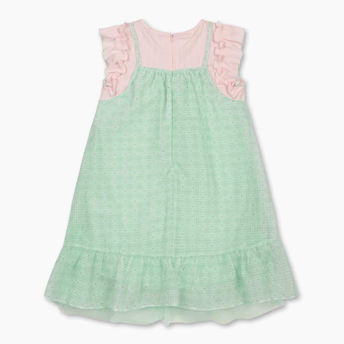베네통키즈(BENETTONKIDS) 러블리 체크 엠보 원피스_QAOP31531MT