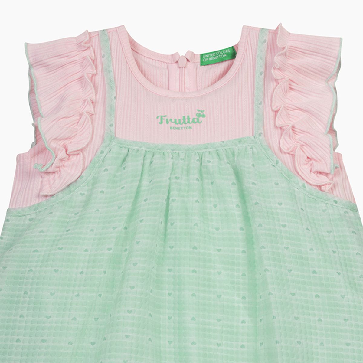 베네통키즈(BENETTONKIDS) 러블리 체크 엠보 원피스_QAOP31531MT