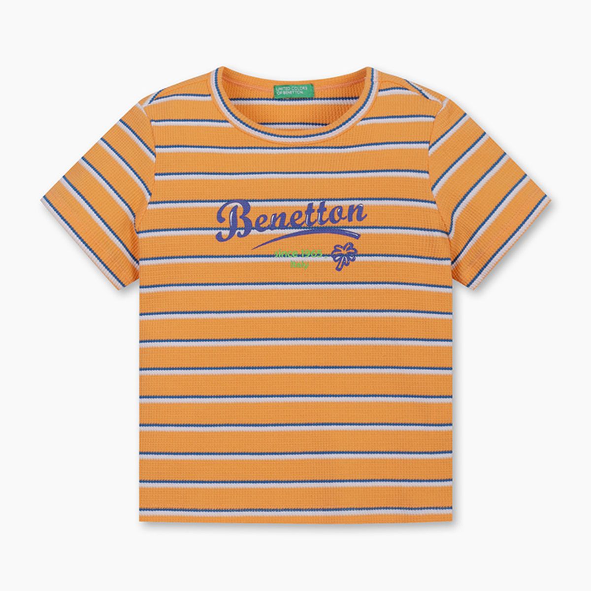 베네통키즈(BENETTONKIDS) 와플 스트라이프 티셔츠_QATS25531OR