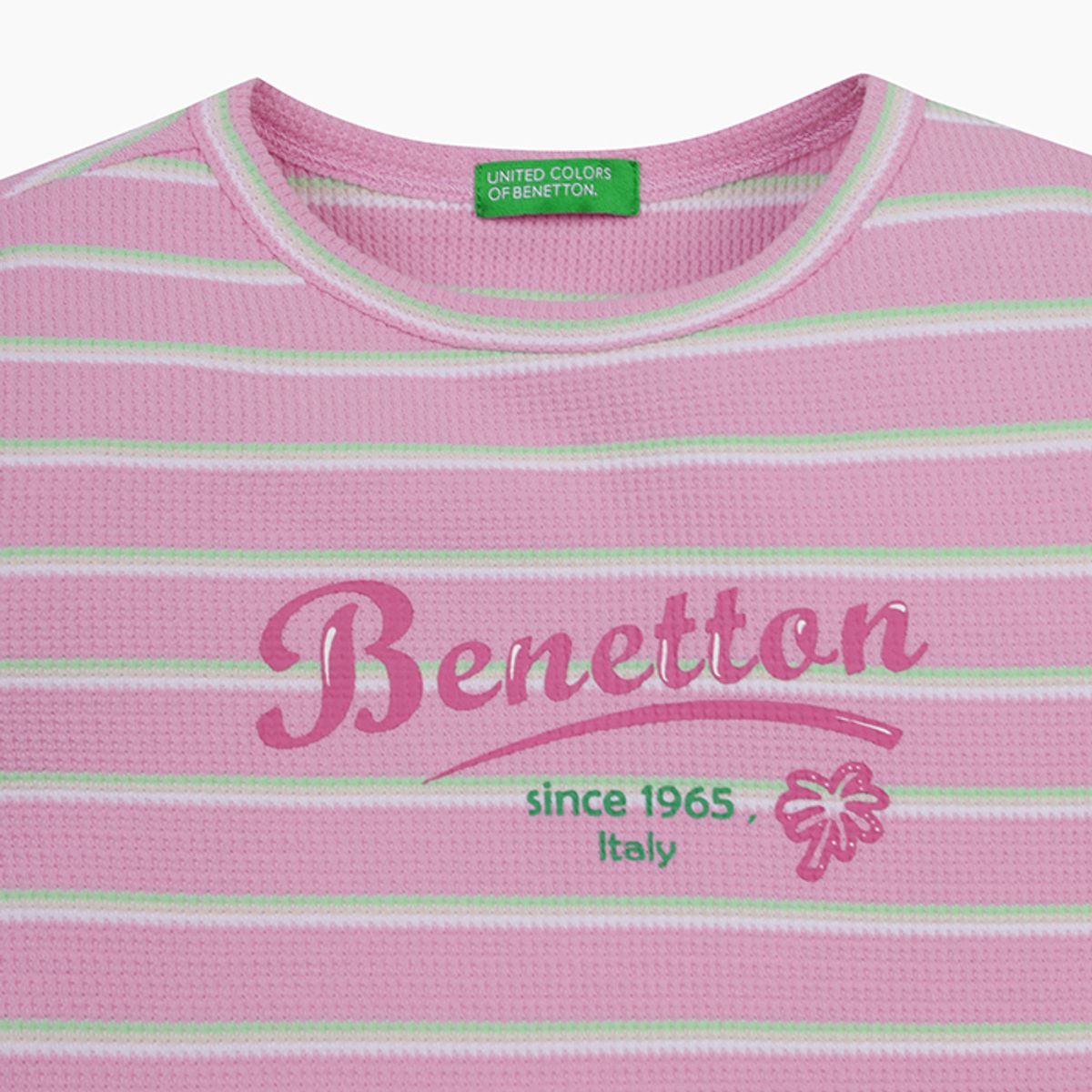 베네통키즈(BENETTONKIDS) 와플 스트라이프 티셔츠_QATS25531PK