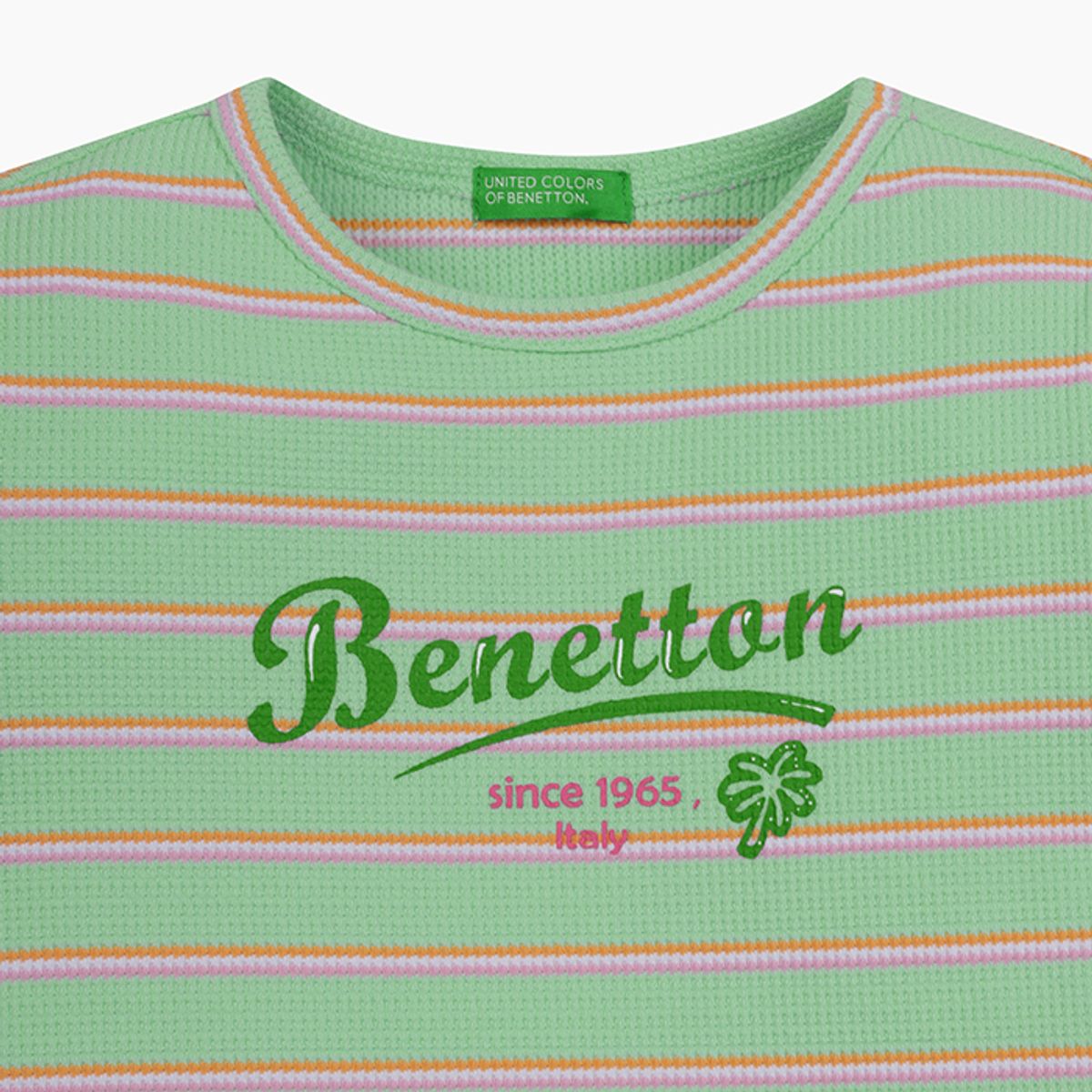 베네통키즈(BENETTONKIDS) 와플 스트라이프 티셔츠_QATS25531MT
