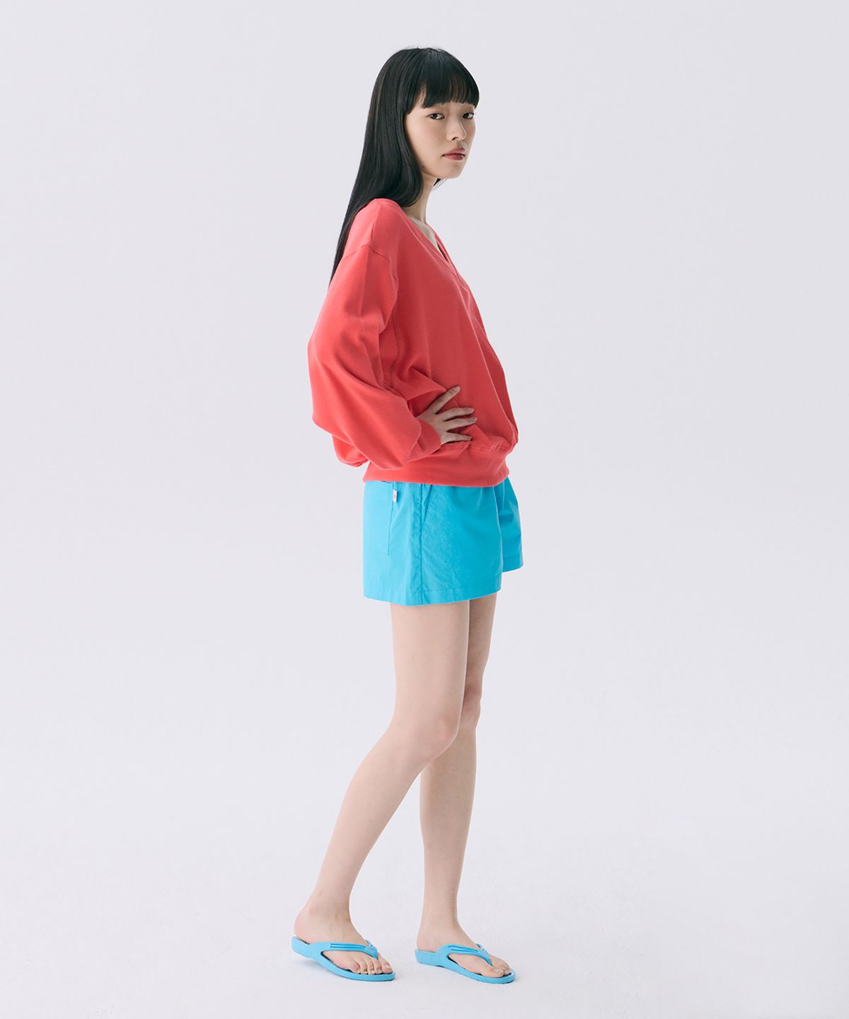 준준스페이스(JUNEJUNE SPACE) VOL12. V-neck Waffle T_Red(VOL12. 브이넥와플T_레드)
