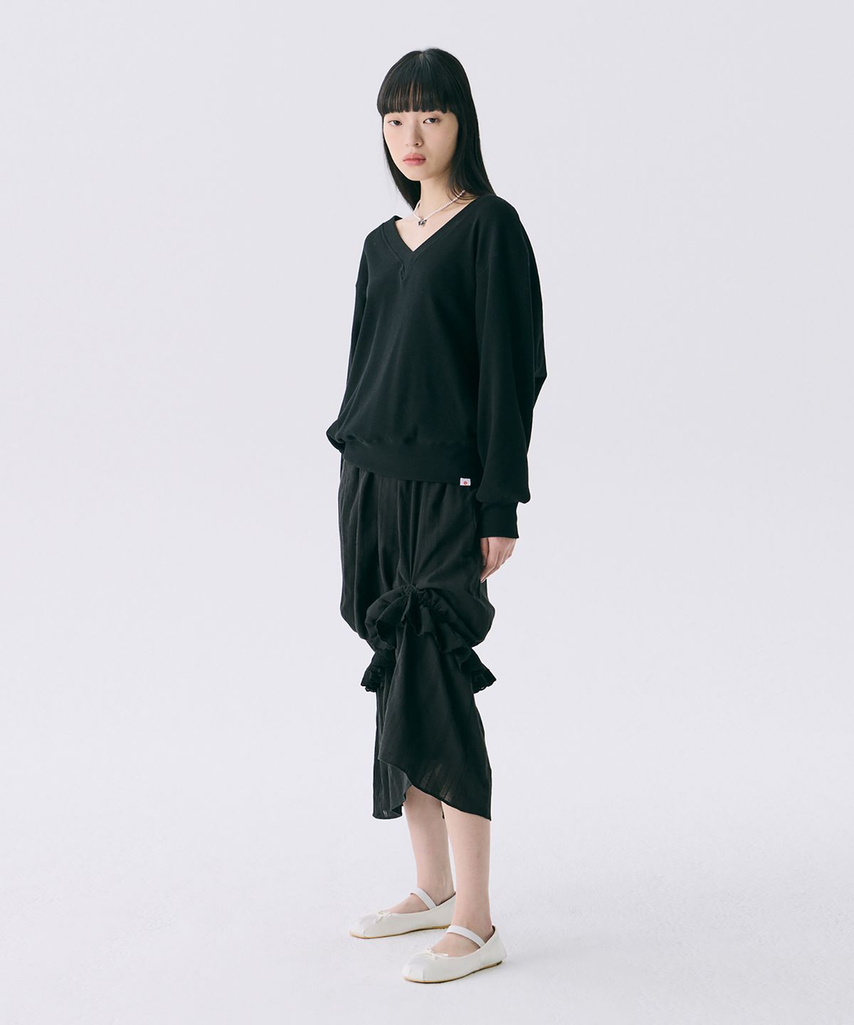 준준스페이스(JUNEJUNE SPACE) VOL12. V-neck Waffle T_Black(VOL12. 브이넥와플T_블랙)