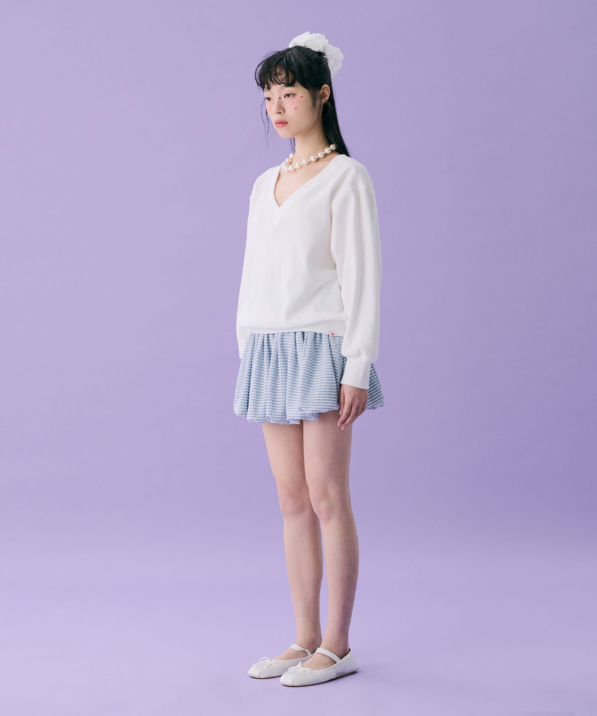 준준스페이스(JUNEJUNE SPACE) VOL12. V-neck Waffle T_Ivory(VOL12. 브이넥와플T_아이보리)