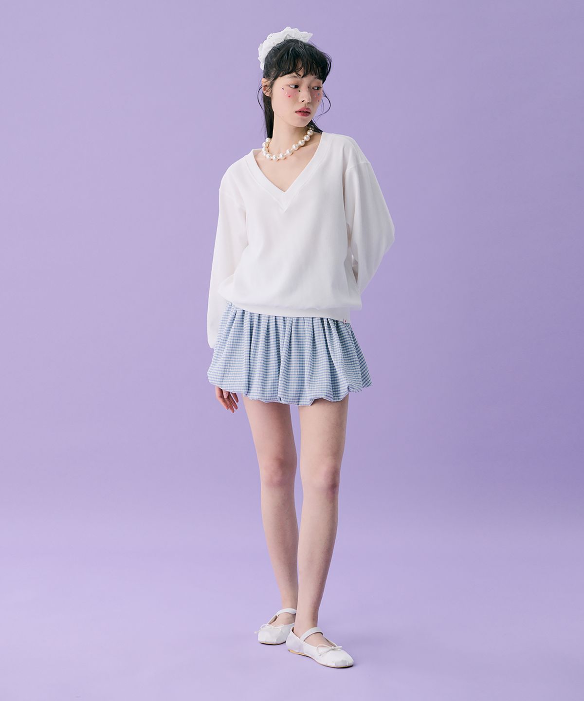 준준스페이스(JUNEJUNE SPACE) VOL12. V-neck Waffle T_Ivory(VOL12. 브이넥와플T_아이보리)