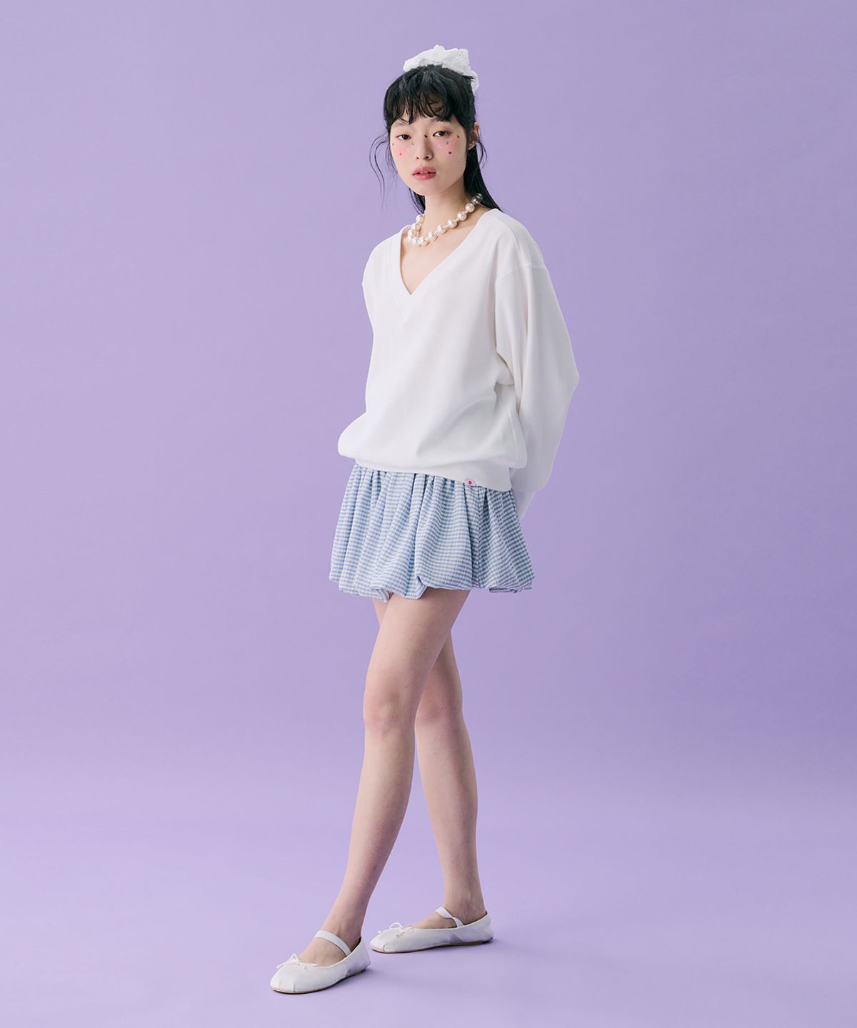 준준스페이스(JUNEJUNE SPACE) VOL12. V-neck Waffle T_Ivory(VOL12. 브이넥와플T_아이보리)