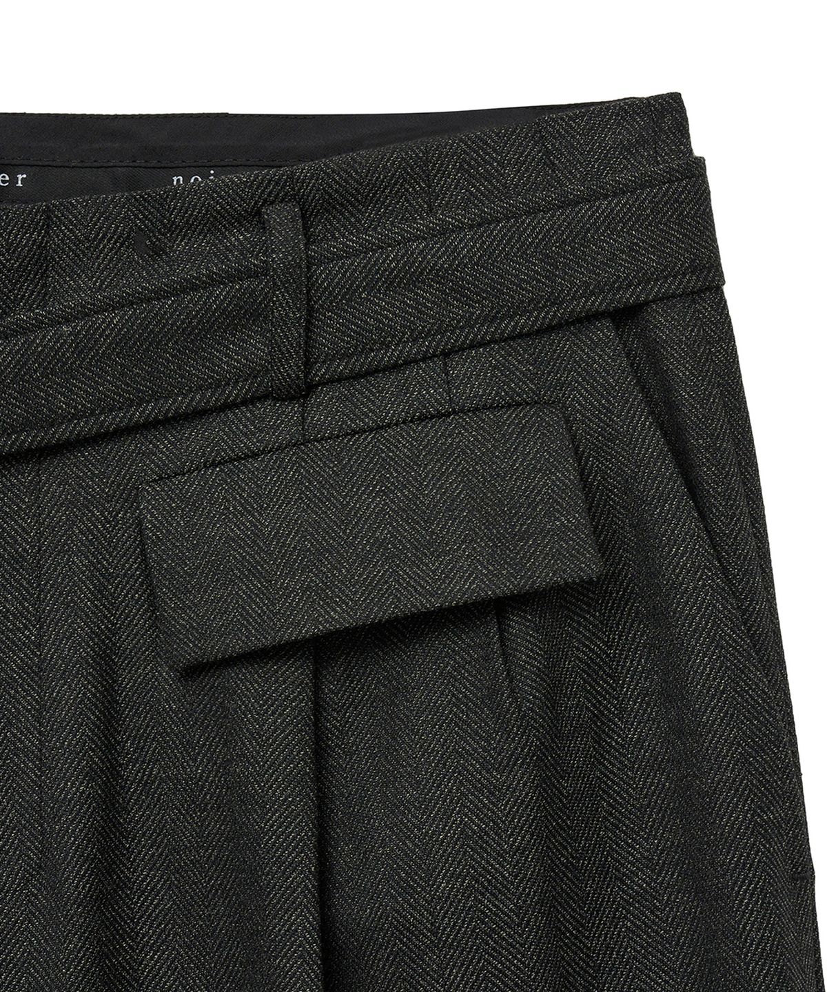 노이어(NOIRER) 식스 포켓 와이드 슬랙스 (딥카키헤링본)