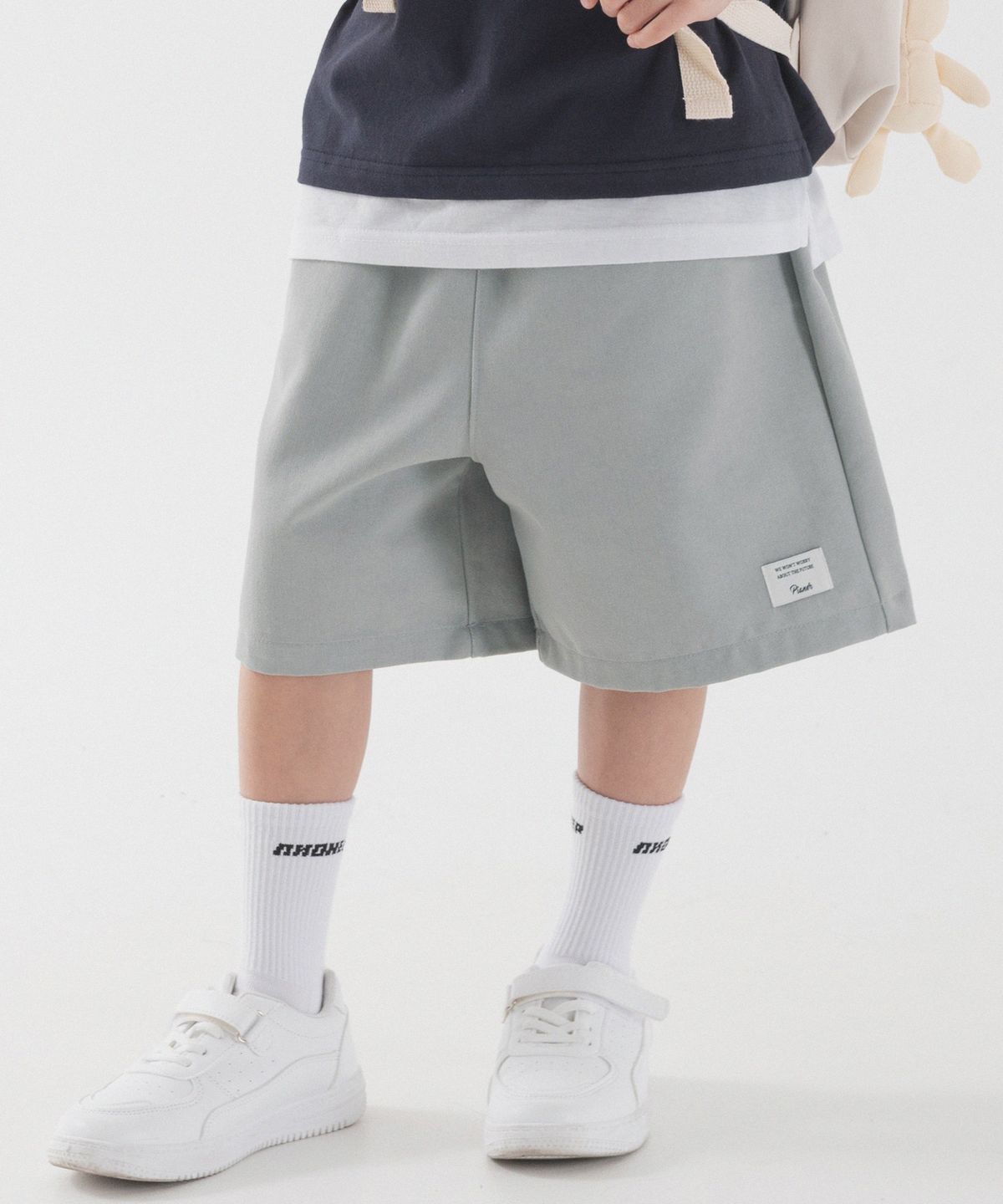 피아네르 키즈(PIANER KIDS) 워시드 절개 하프팬츠 (블루 그레이)