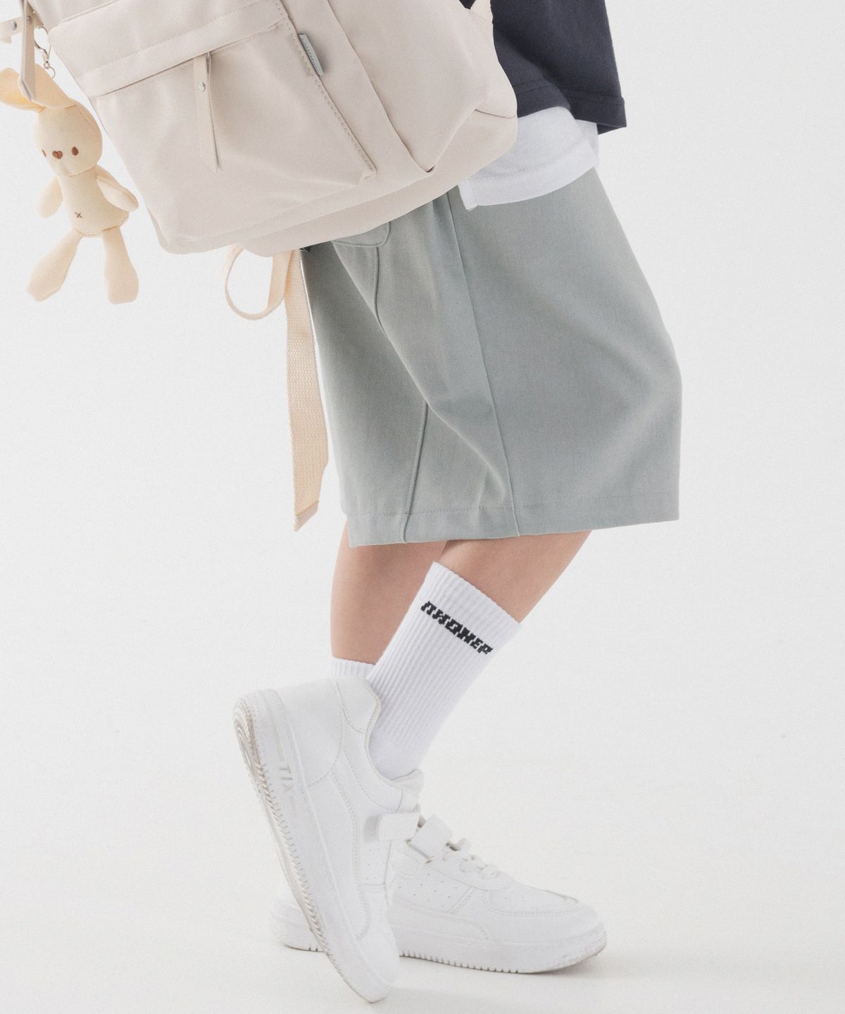 피아네르 키즈(PIANER KIDS) 워시드 절개 하프팬츠 (블루 그레이)