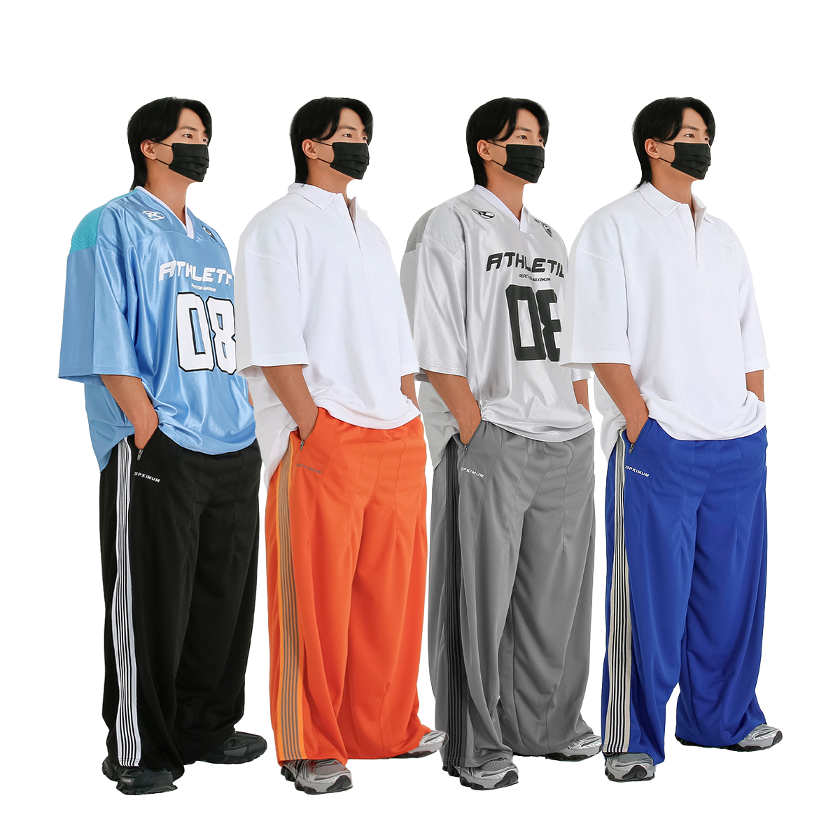 렙시멈(REPXIMUM) 사이드라인 와이드 벌룬 트랙 트레이닝 팬츠 (4Colors)