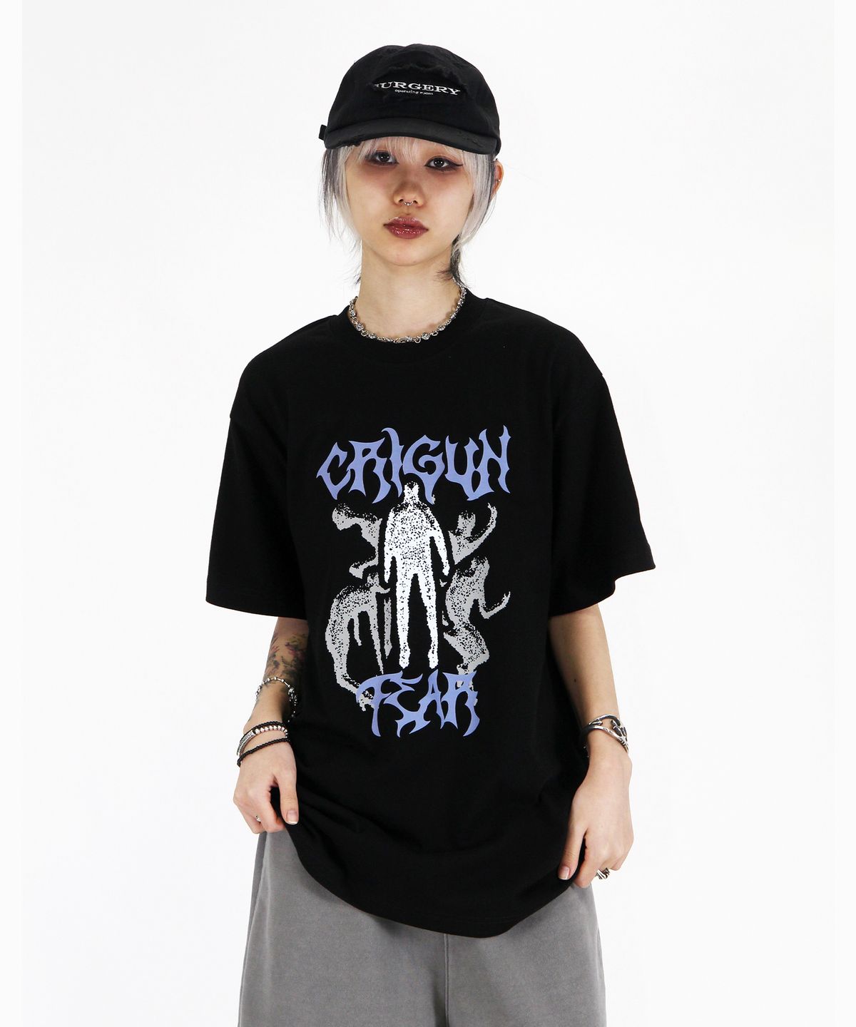 크리건(CRIGUN) Crigun Fear 세미 오버핏 반팔티 BLACK