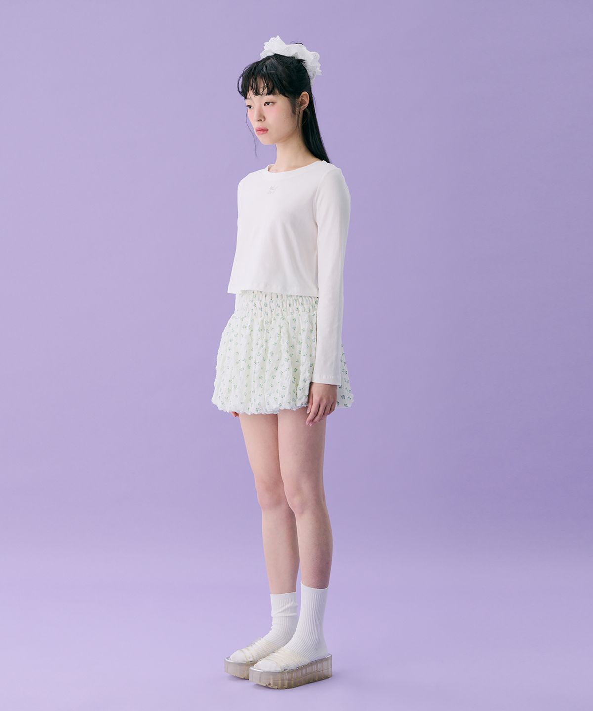 준준스페이스(JUNEJUNE SPACE) VOL12. Smocked Cloud Skirt_Blue(VOL12. 스모크 클라우드 스커트_블루)