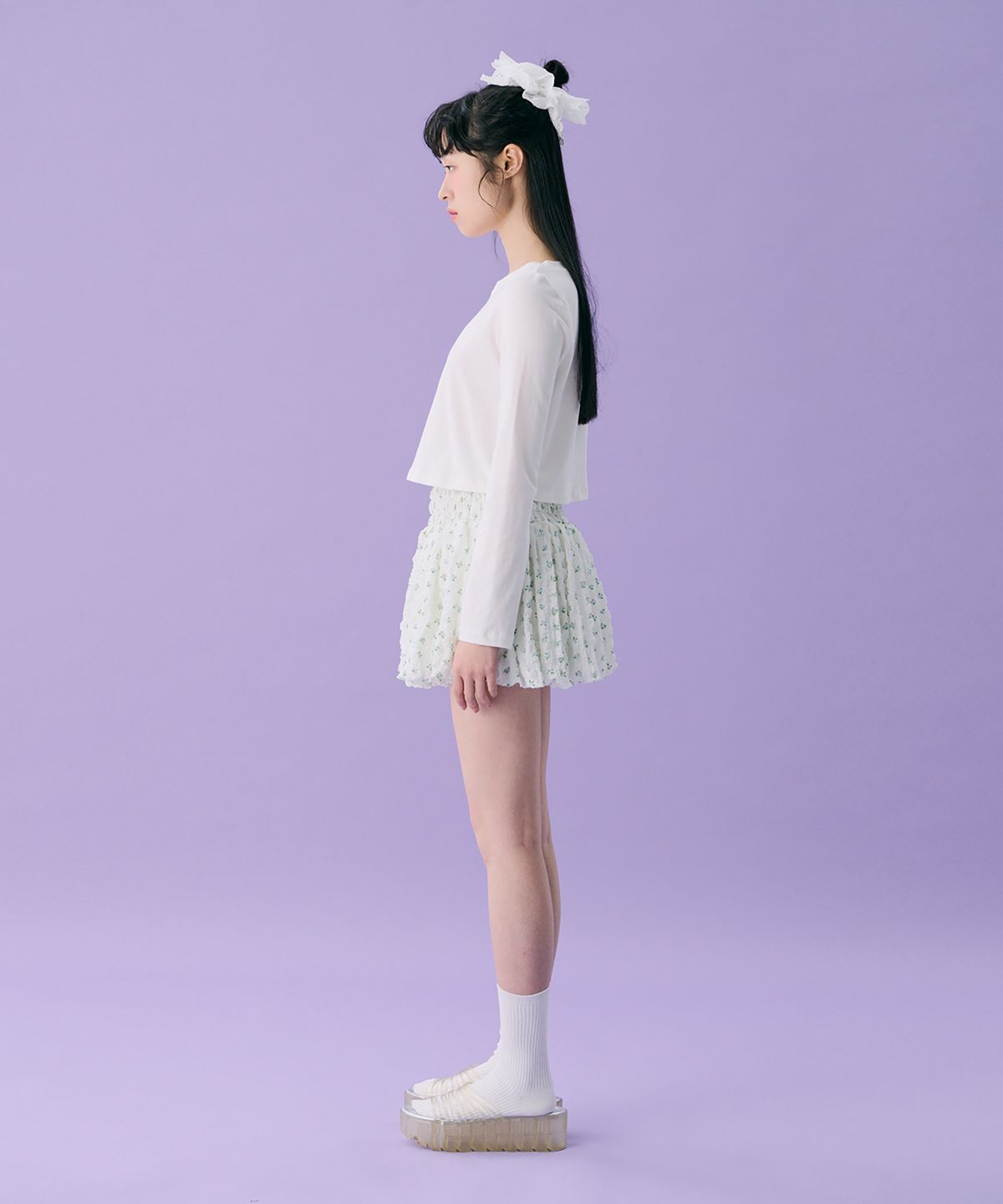 준준스페이스(JUNEJUNE SPACE) VOL12. Smocked Cloud Skirt_Blue(VOL12. 스모크 클라우드 스커트_블루)