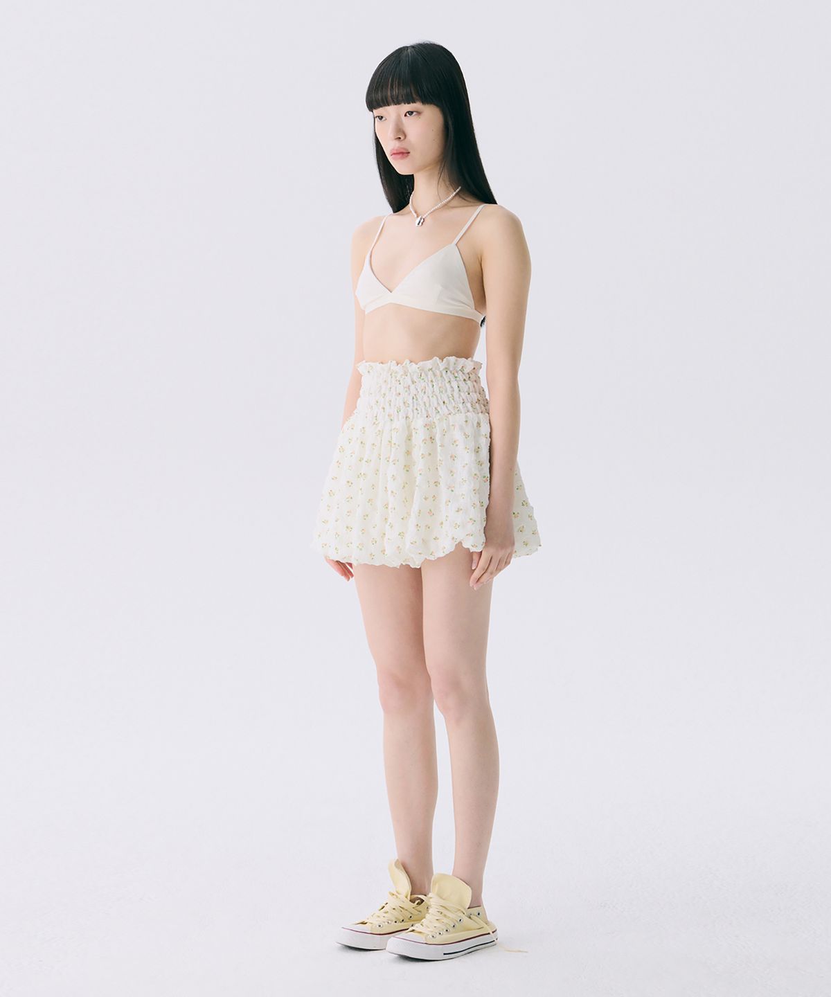 준준스페이스(JUNEJUNE SPACE) VOL12. Smocked Cloud Skirt_Pink(VOL12. 스모크 클라우드 스커트_핑크)