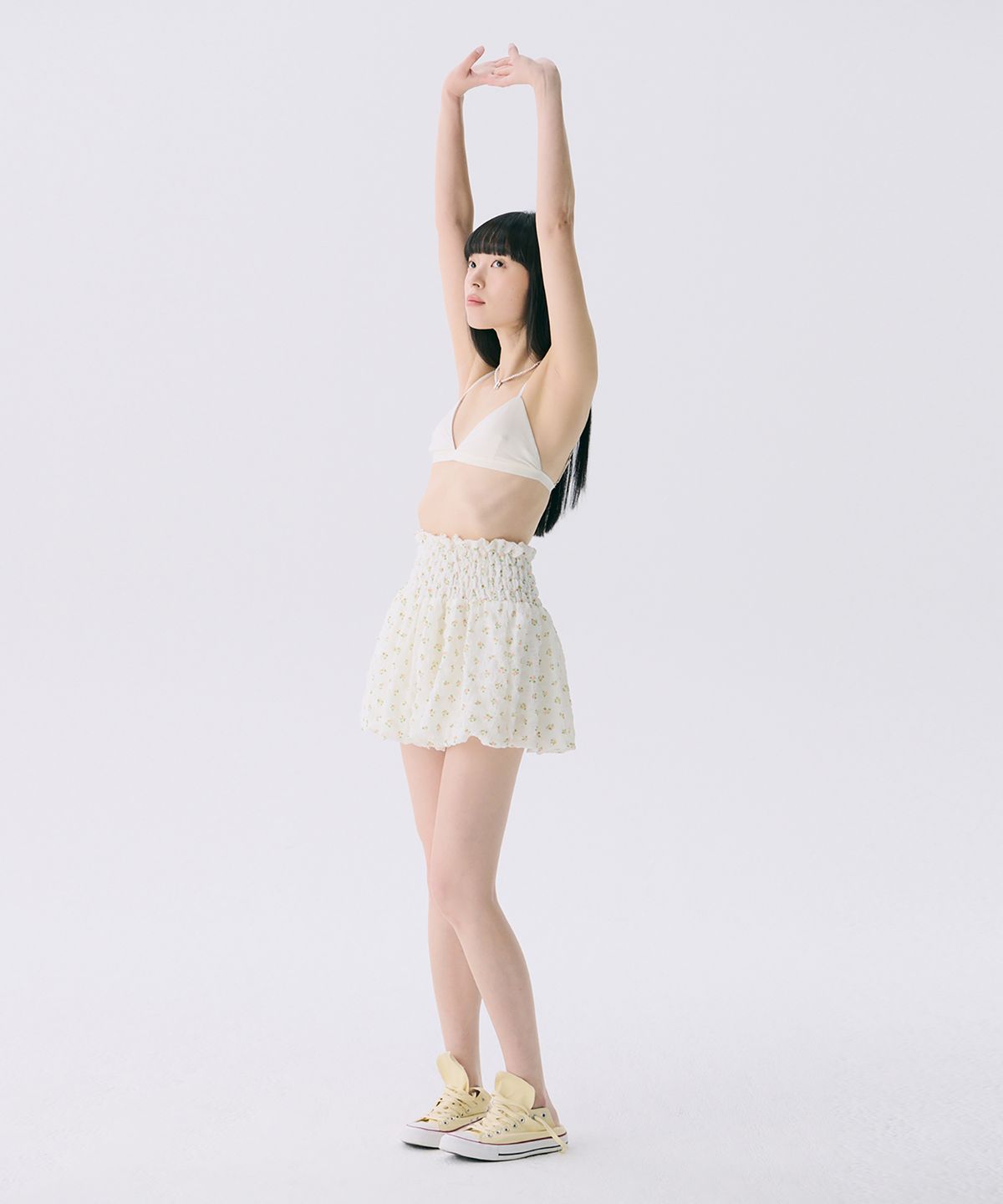 준준스페이스(JUNEJUNE SPACE) VOL12. Smocked Cloud Skirt_Pink(VOL12. 스모크 클라우드 스커트_핑크)