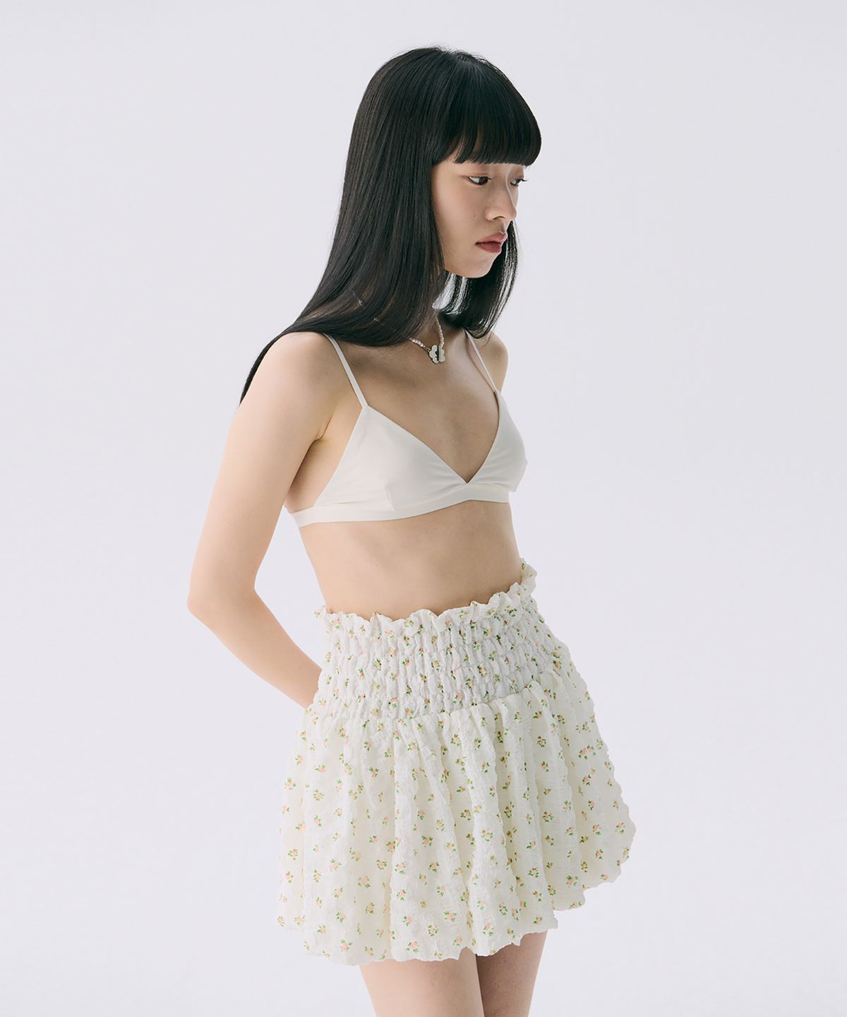 준준스페이스(JUNEJUNE SPACE) VOL12. Smocked Cloud Skirt_Pink(VOL12. 스모크 클라우드 스커트_핑크)