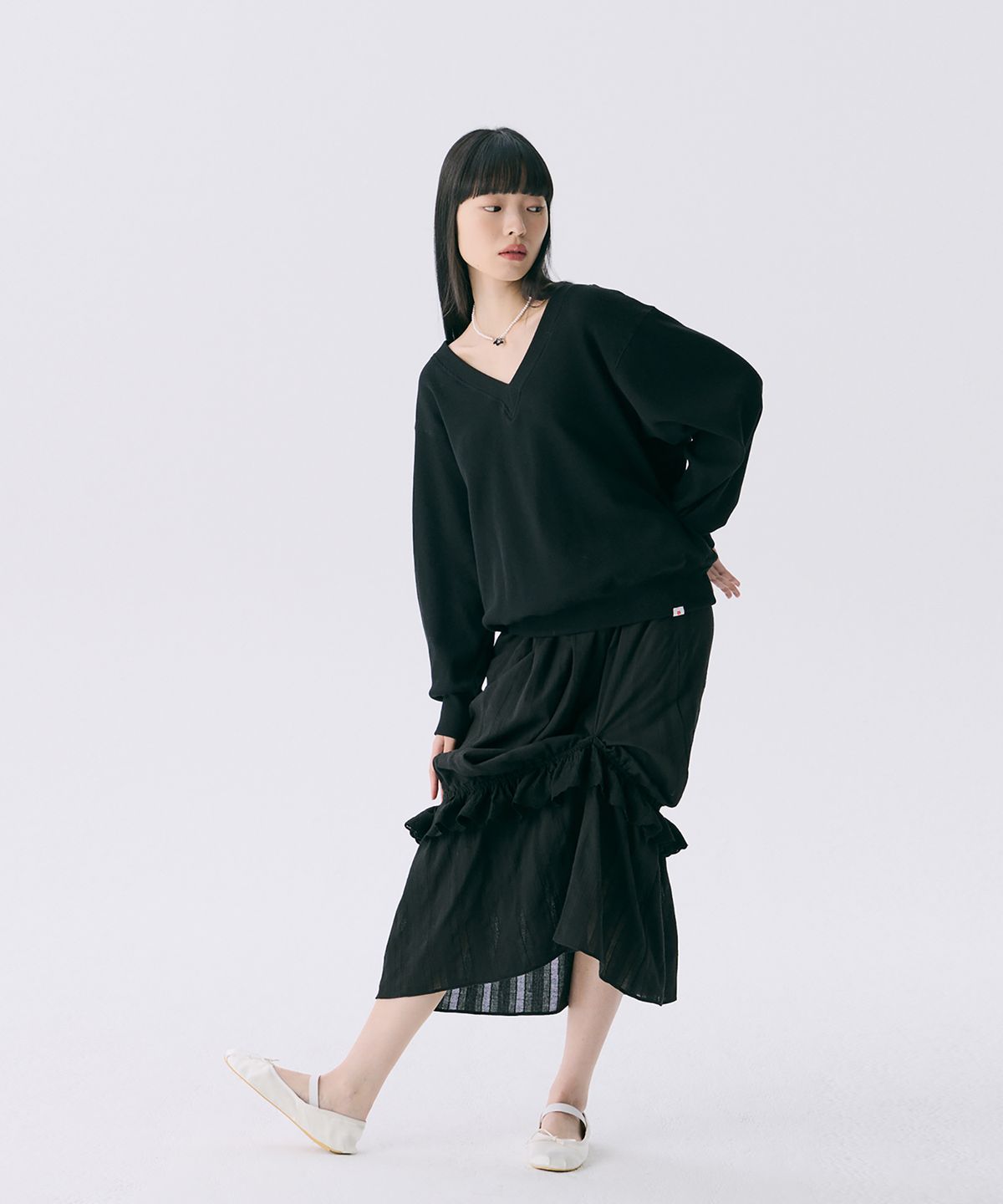 준준스페이스(JUNEJUNE SPACE) VOL12. Frill Long Skirt_Black(VOL12. 프릴롱스커트_블랙